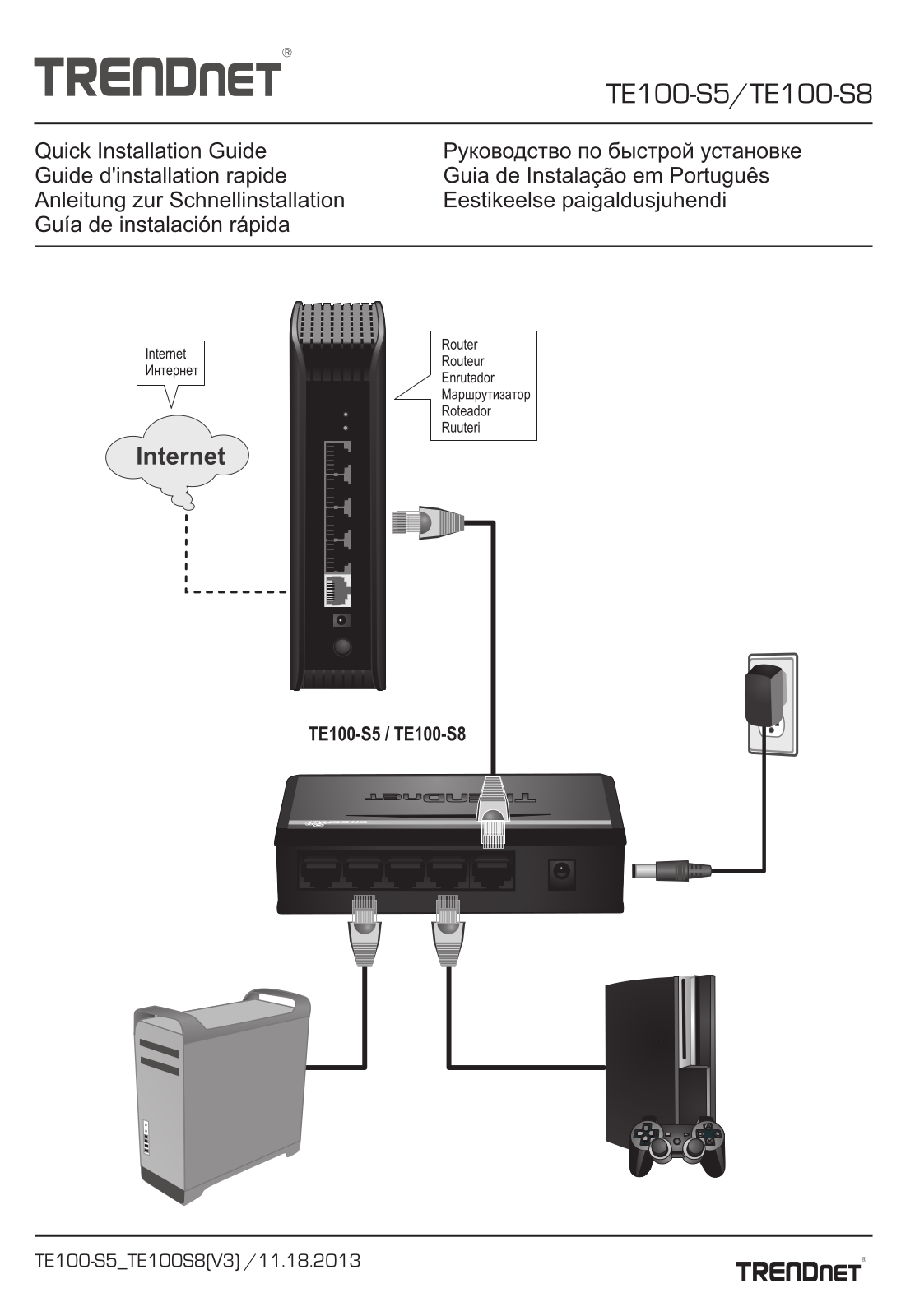 TRENDnet TE100-S8 Installation Guide