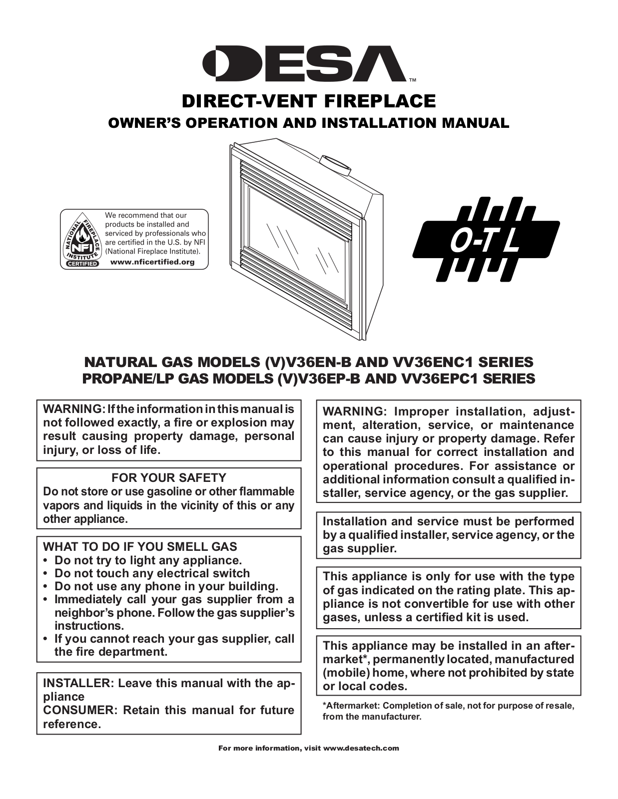 Desa VV36EPC1, VV36ENC1, VV36EP-B, VV36EN-B User Manual