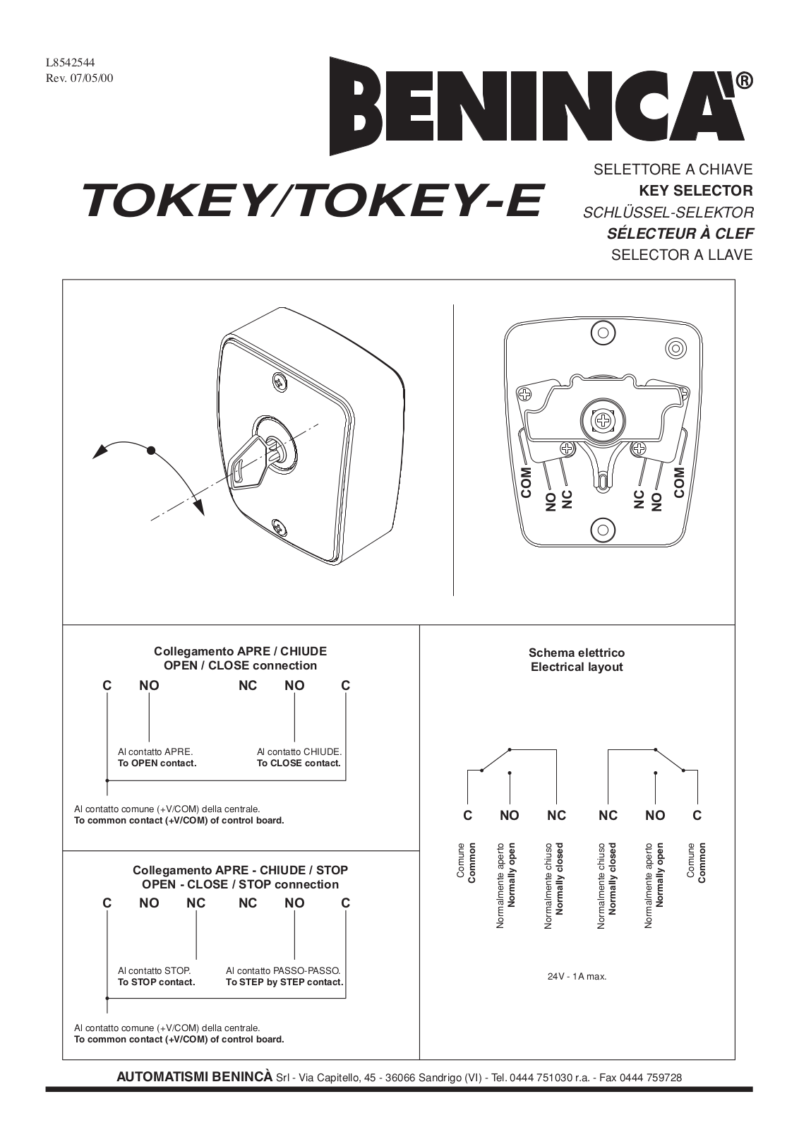 Beninca Tokey User Manual