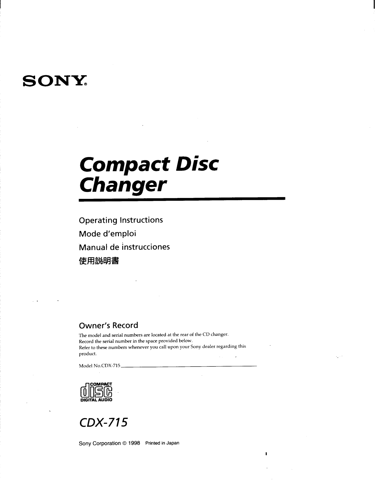 Sony CD-X715 User Manual