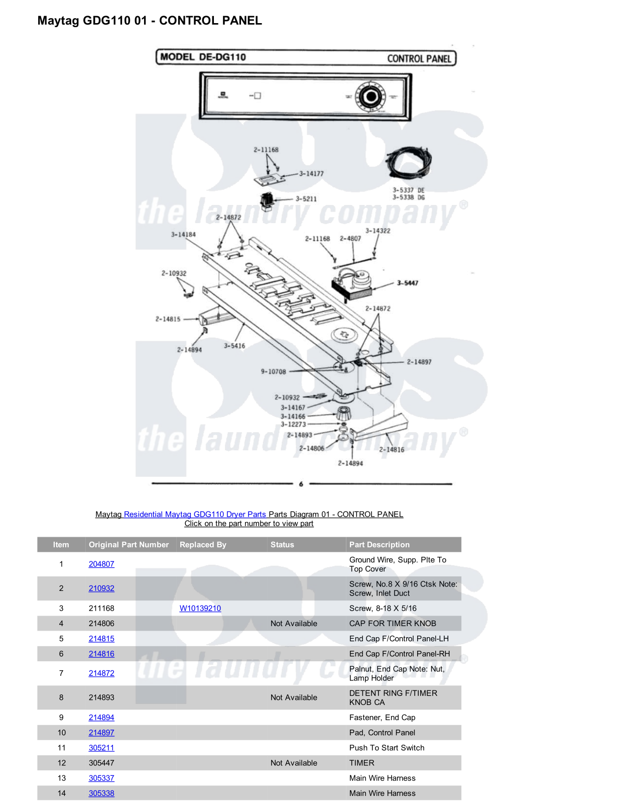 Maytag GDG110 Parts Diagram