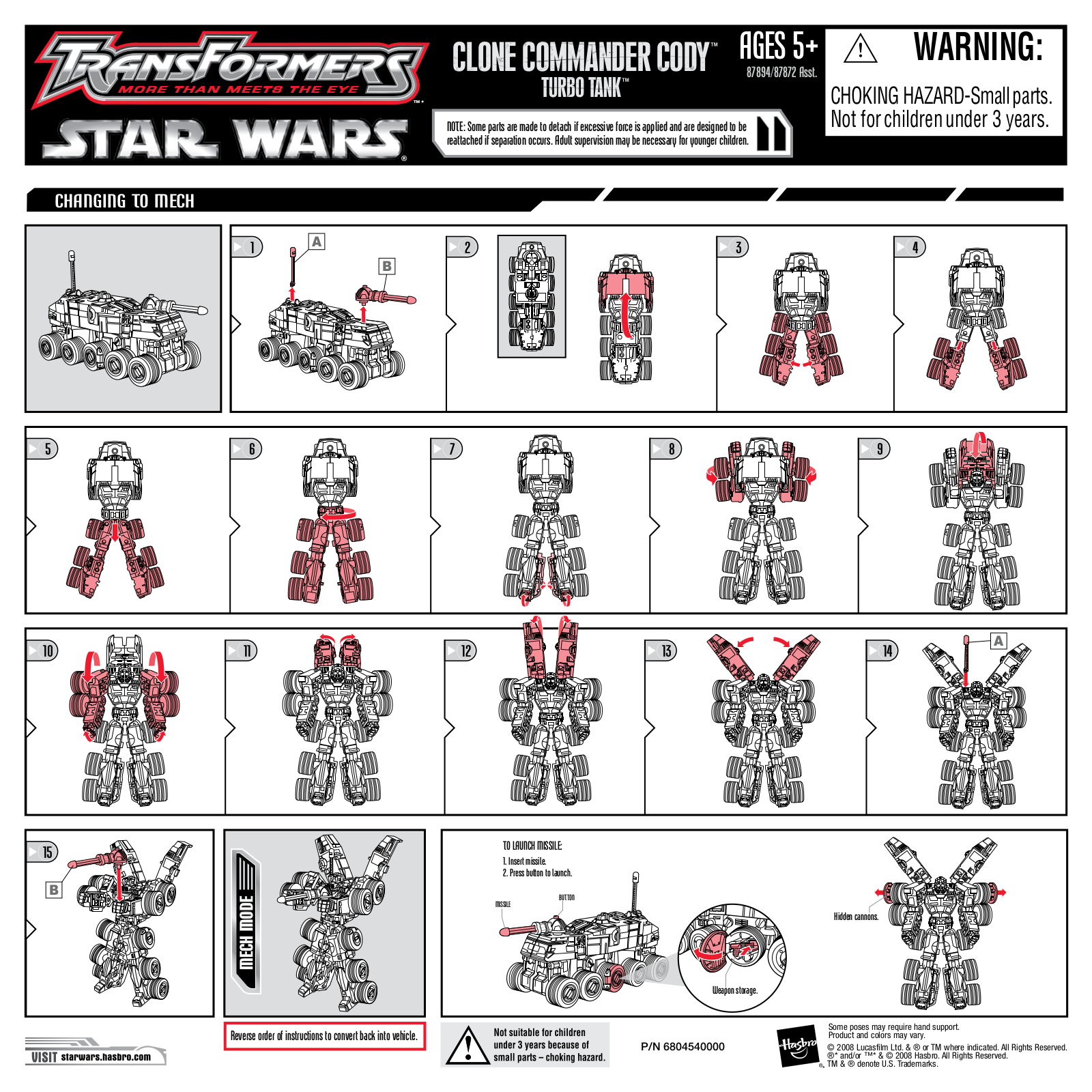 HASBRO Transformers Star Wars Clone Commander Turbo Tank User Manual - ManualMachine.com