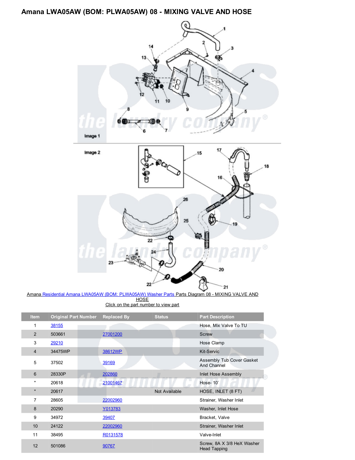 Amana LWA05AW Parts Diagram