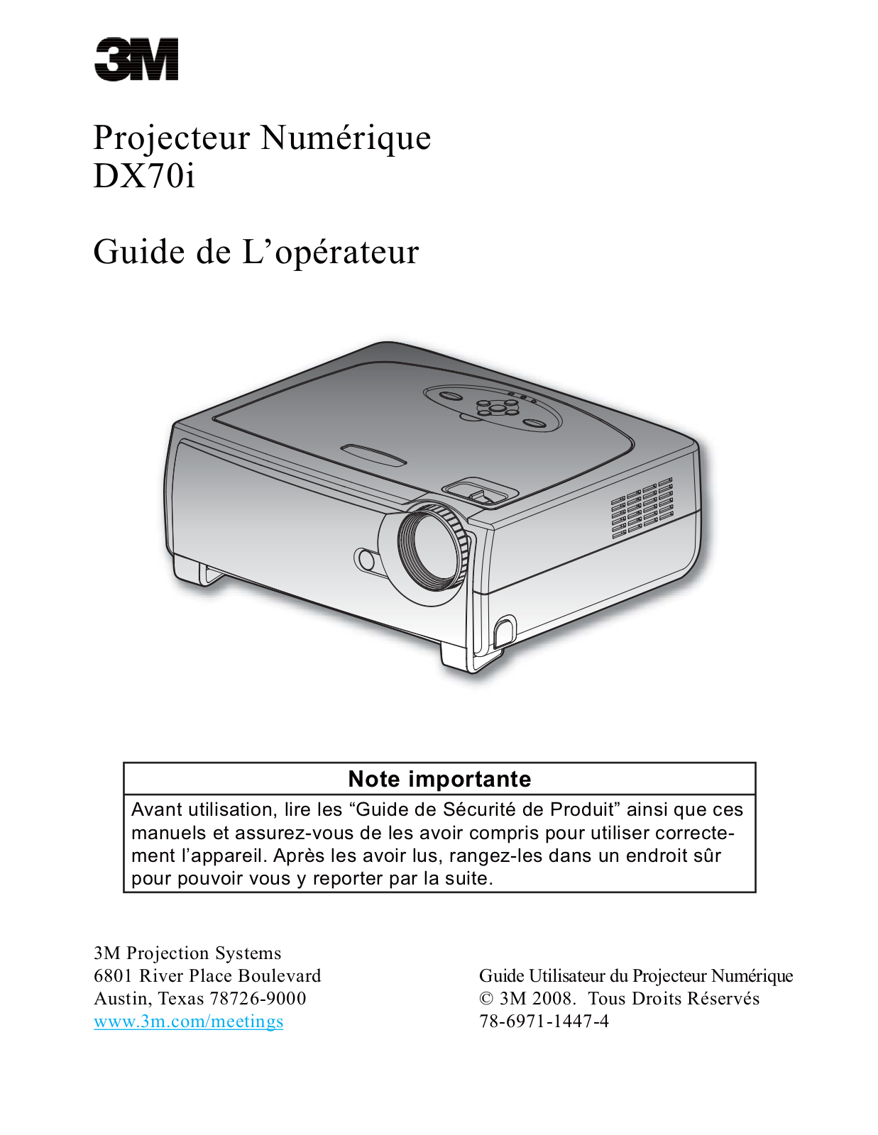 3M DX70i Operator Guide