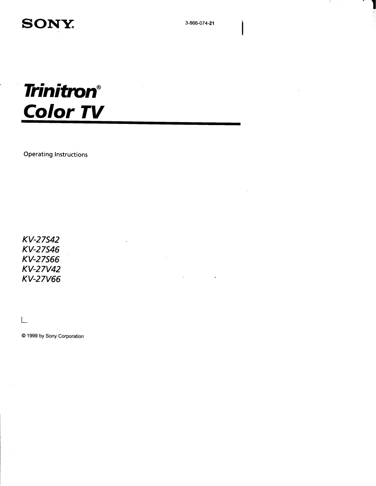 Sony KV-27S42, KV-27S46, KV-27S66, KV-27V42 Operating Instruction