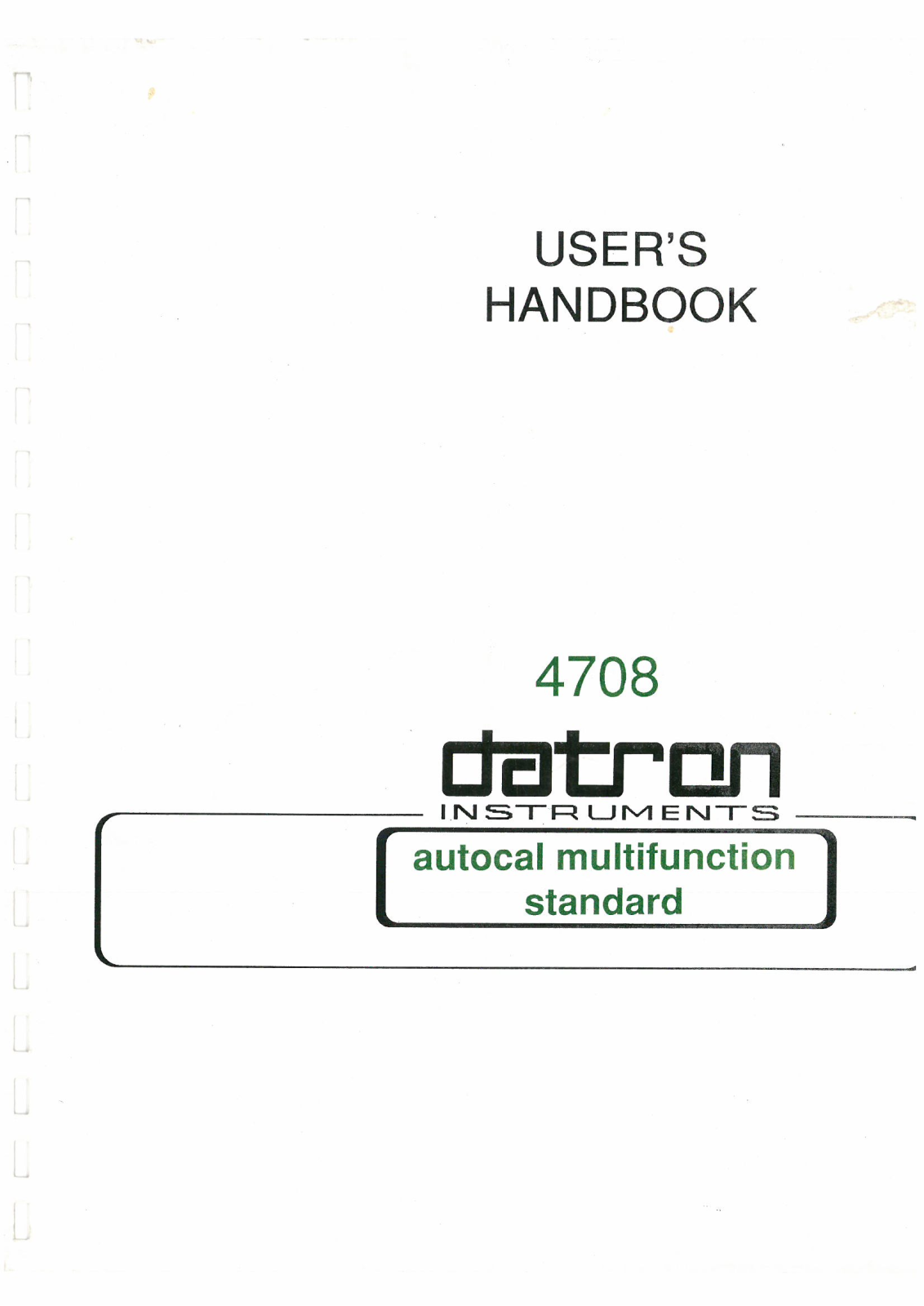 Datron Instruments 4708 User Manual