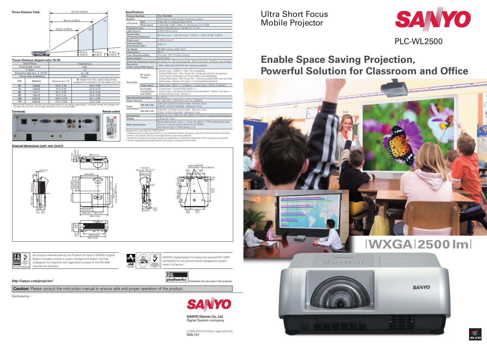 Sanyo PLC-WL2500 User Manual