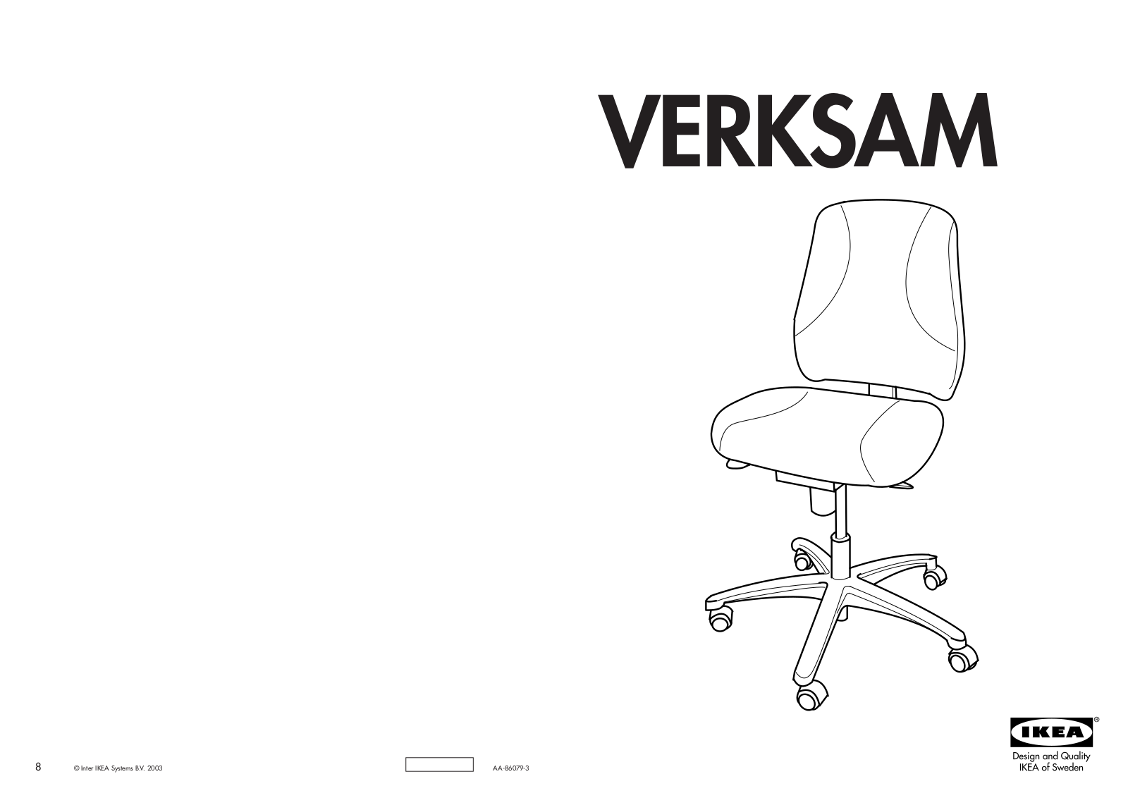 IKEA VERKSAM SWIVEL CHAIR Assembly Instruction