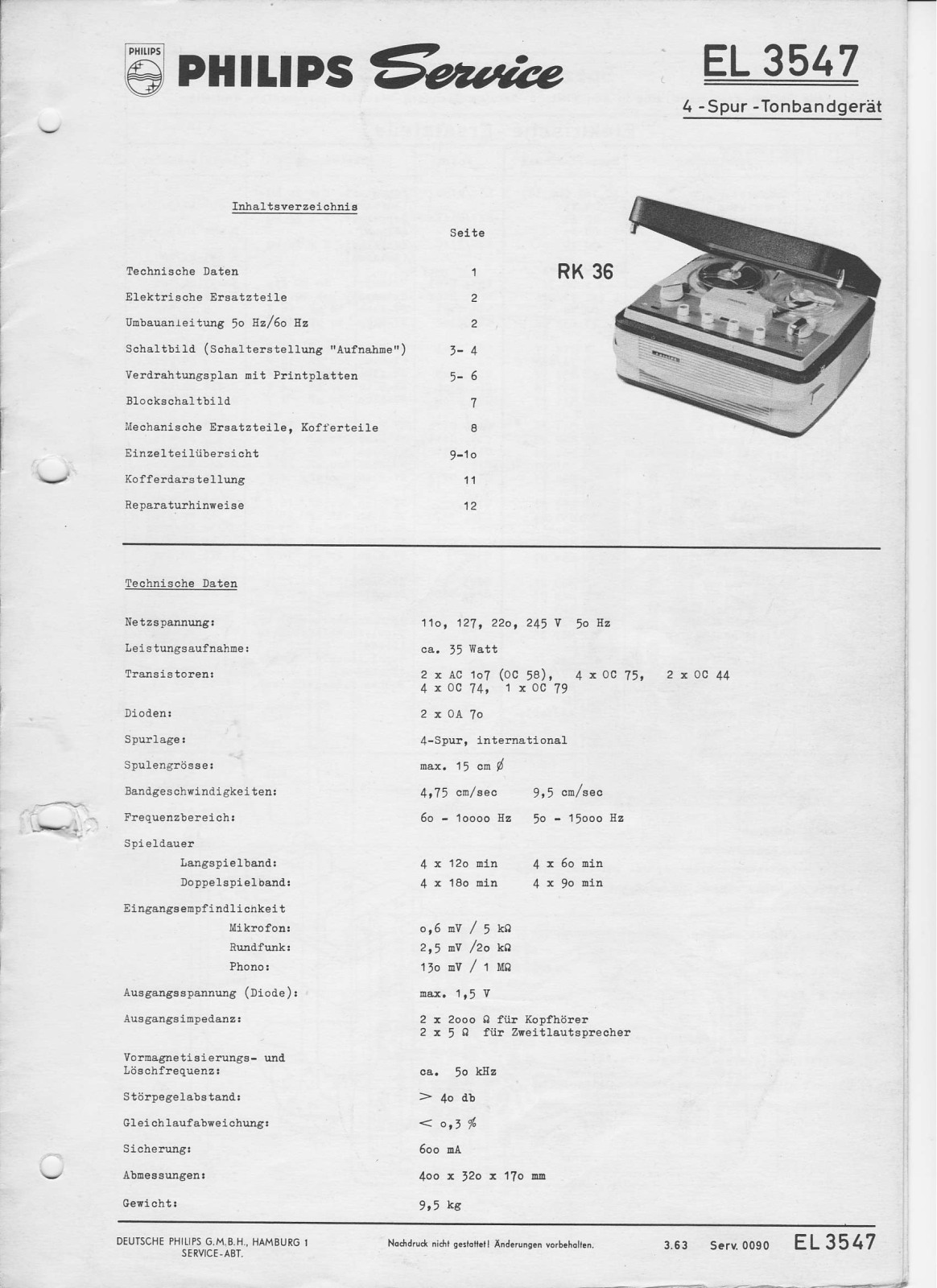 Philips EL-3547 Service Manual