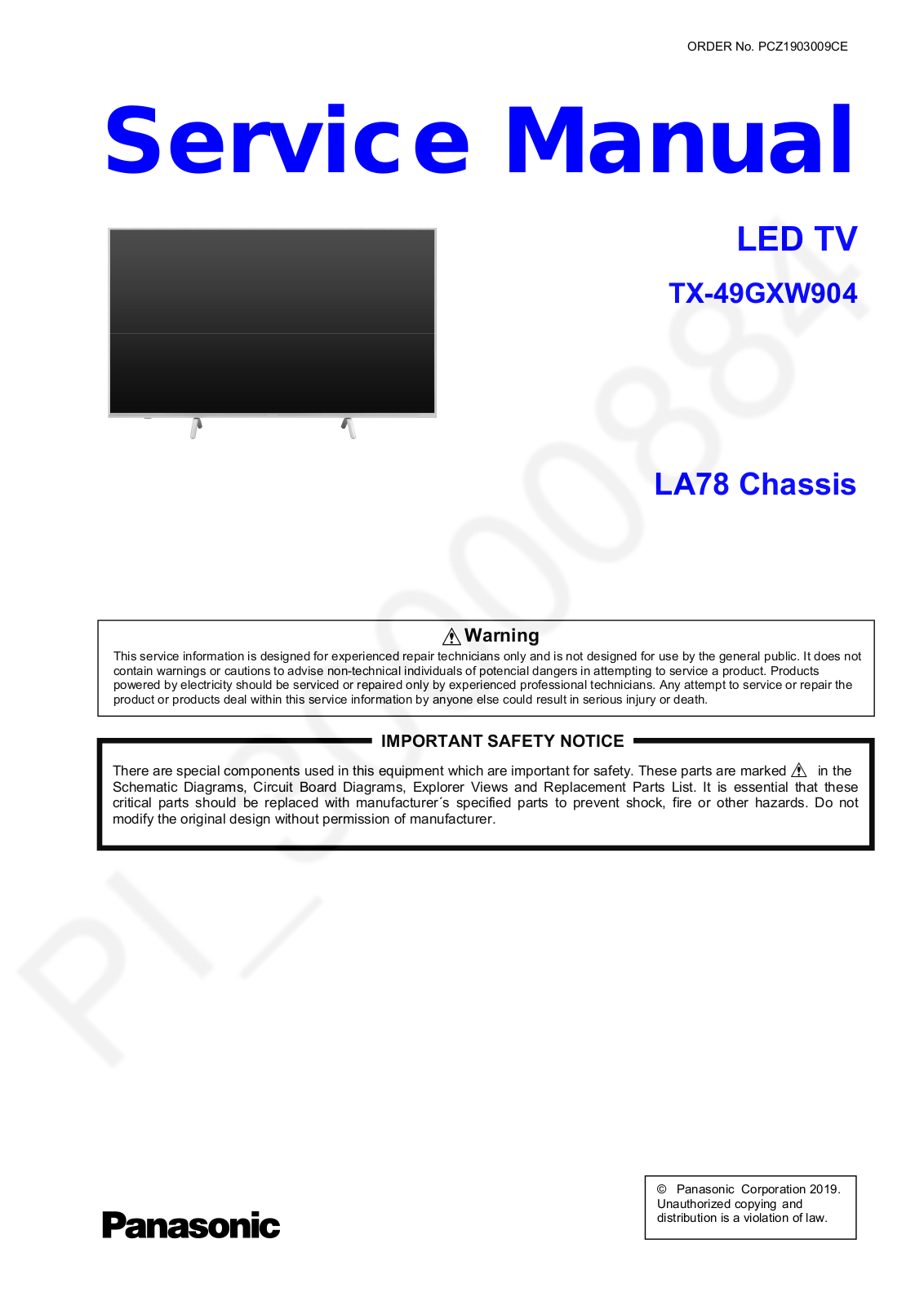 Panasonic TX-49GXW904 Schematic