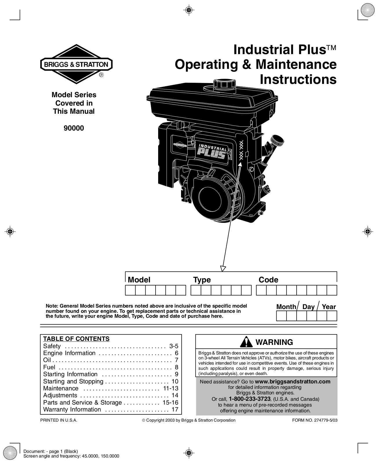 Briggs & Stratton Classic-Sprint-Quattro 90000 User Manual