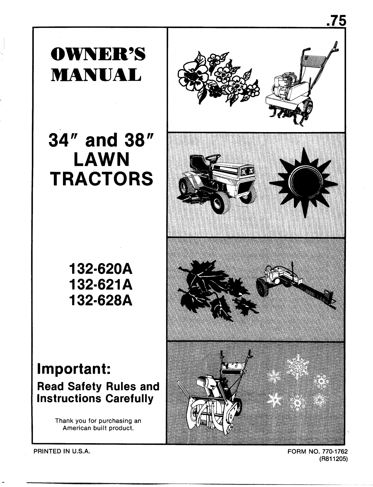 MTD 132-628A, 132-621A, 132-620A User Manual