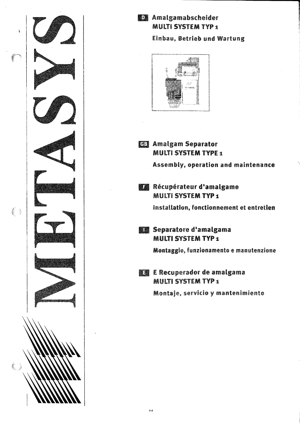 Metasys Amalgam Separator Maintenance manual