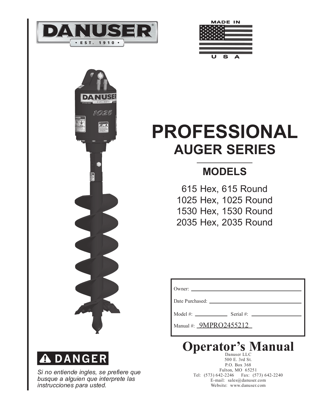 Danuser 2035 Round User Manual