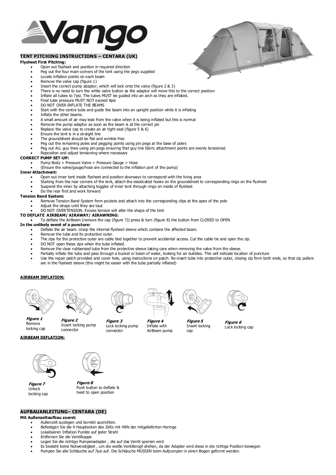 Vango Centara 600, Centara 800 User Manual