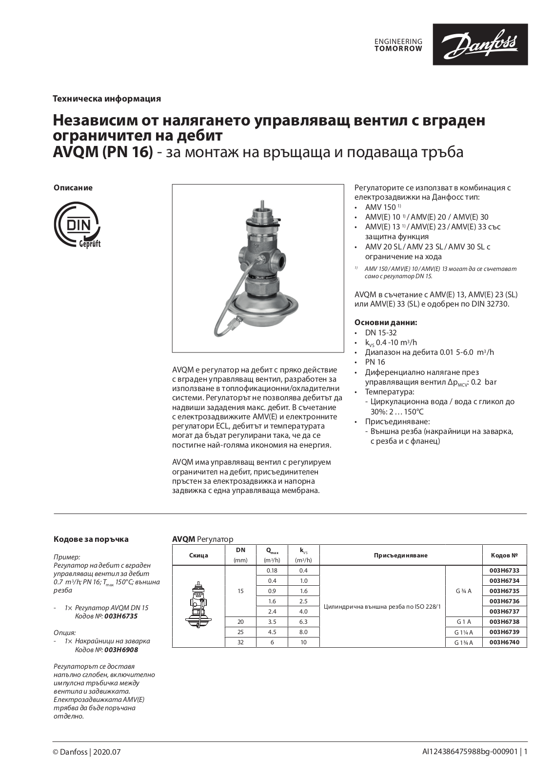 Danfoss AVQM Data sheet