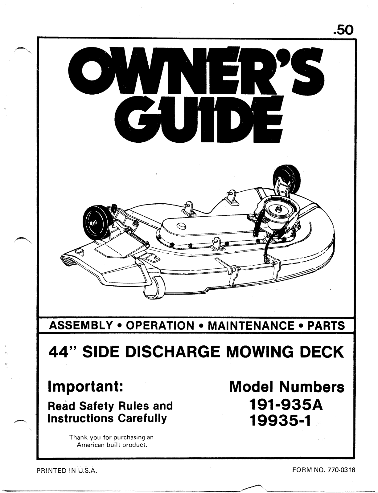 Mtd 191-935a, 19935-1 owners Manual