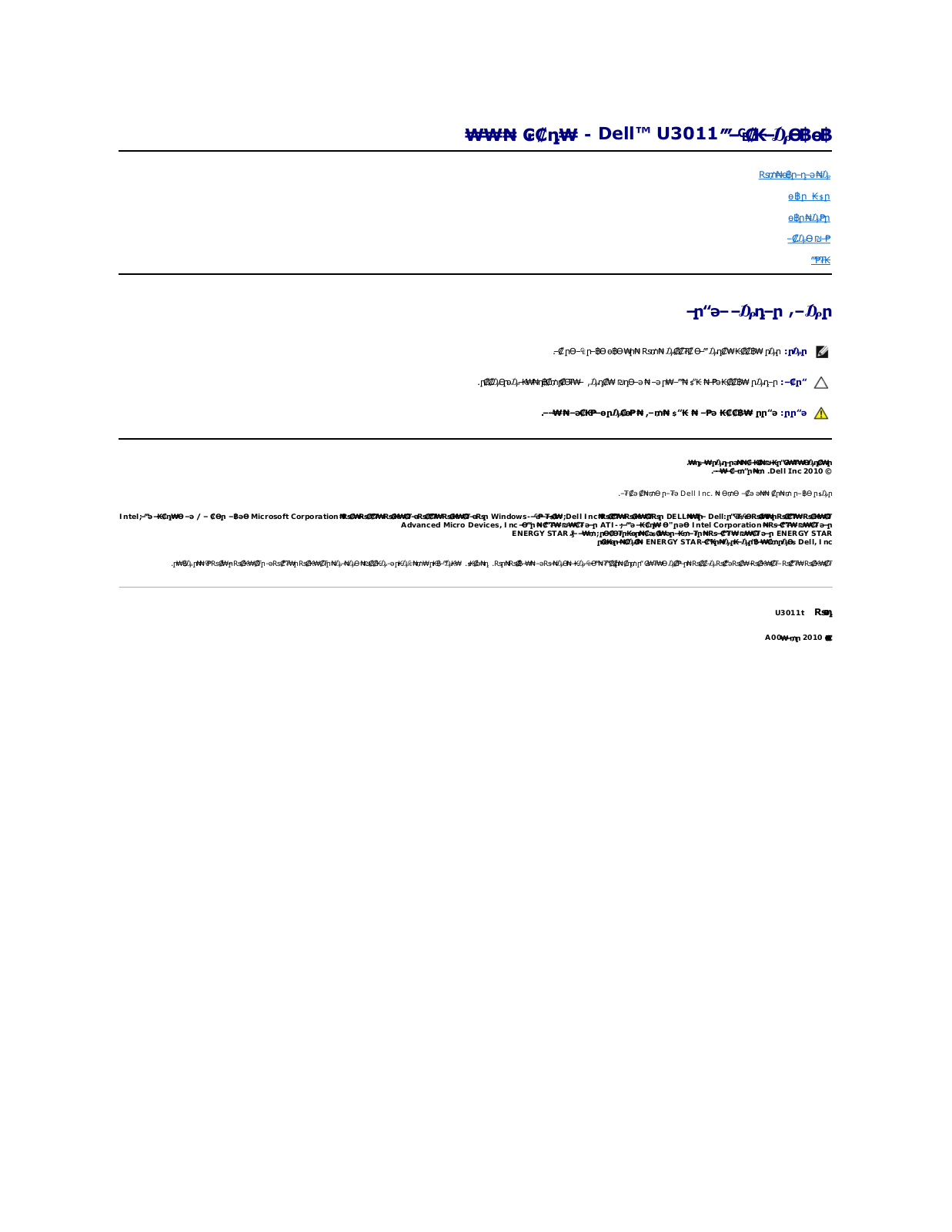 Dell U3011 User Manual