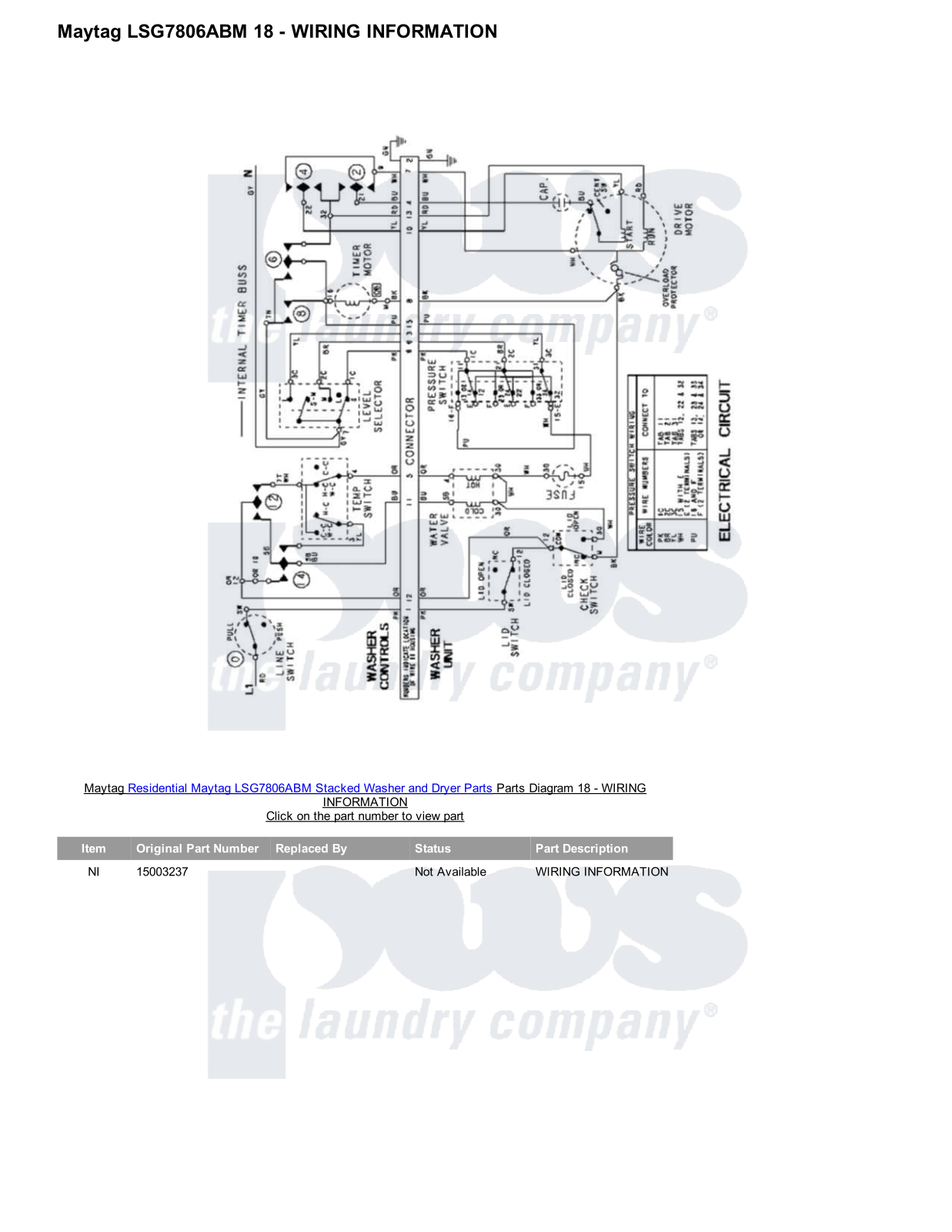 Maytag LSG7806ABM Stacked and Parts Diagram