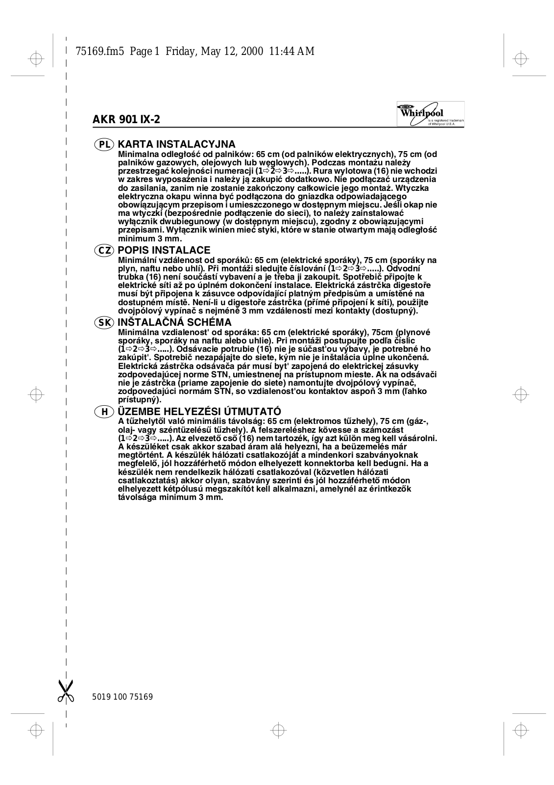 Whirlpool AKR 901 IX User Manual