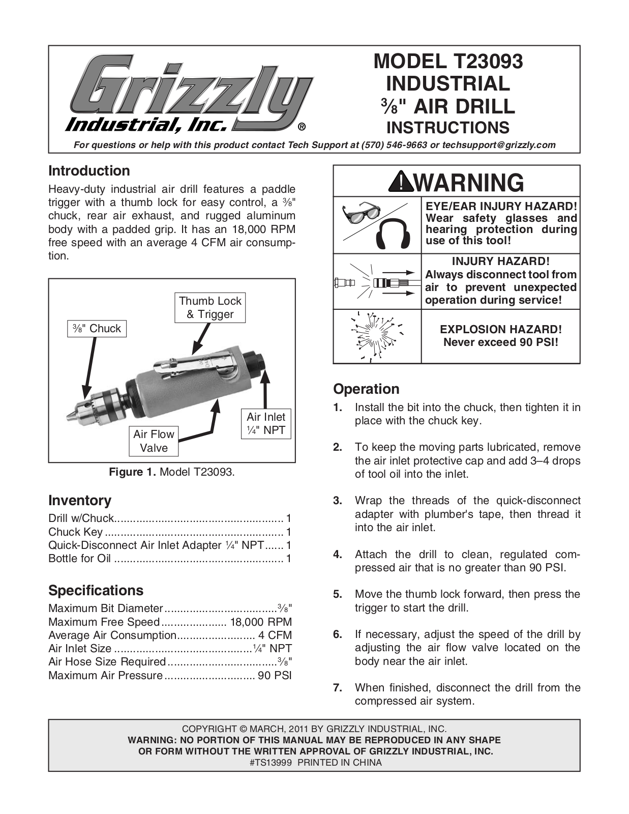 Grizzly T23093 User Manual