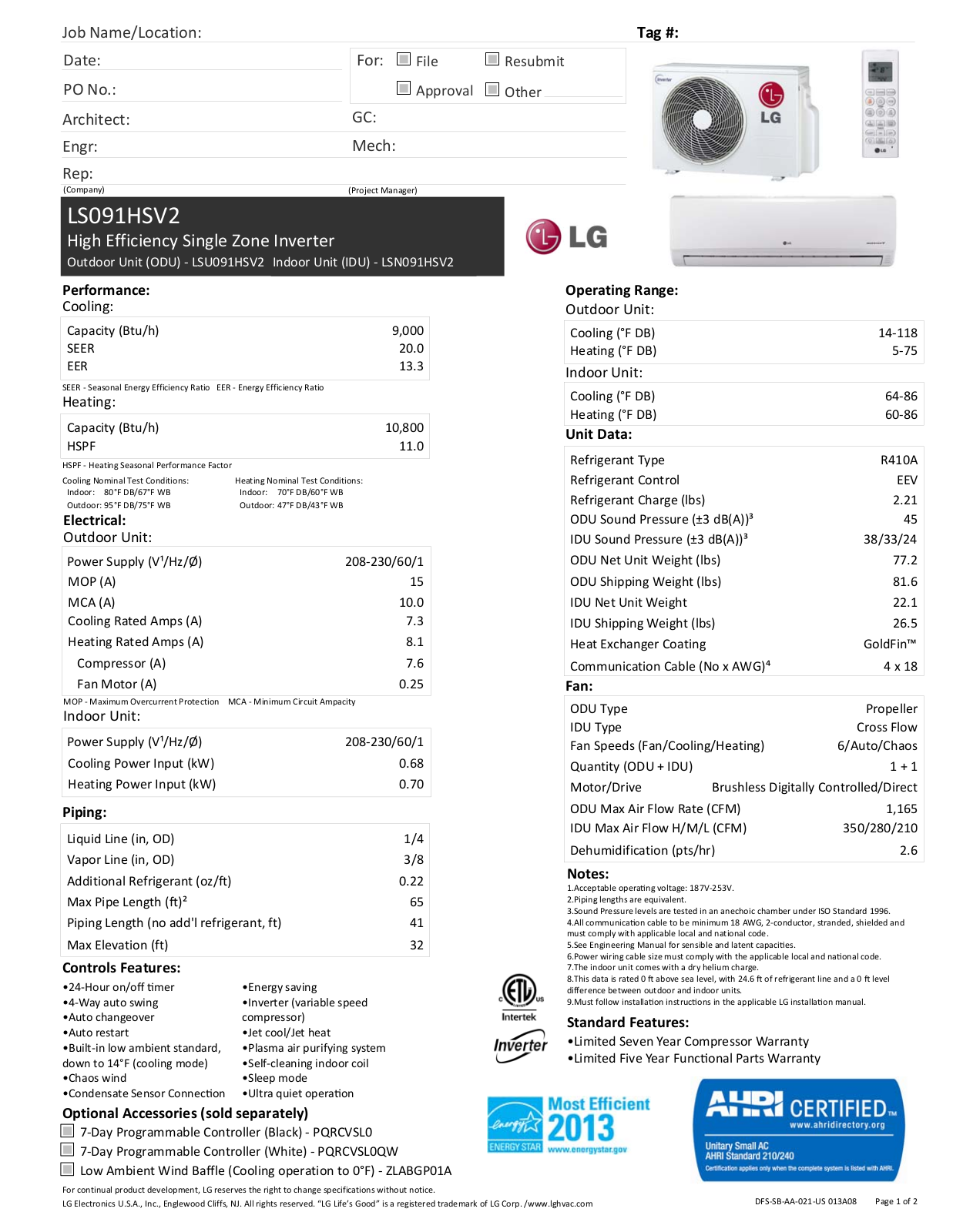 LG LS091HSV2 User Manual