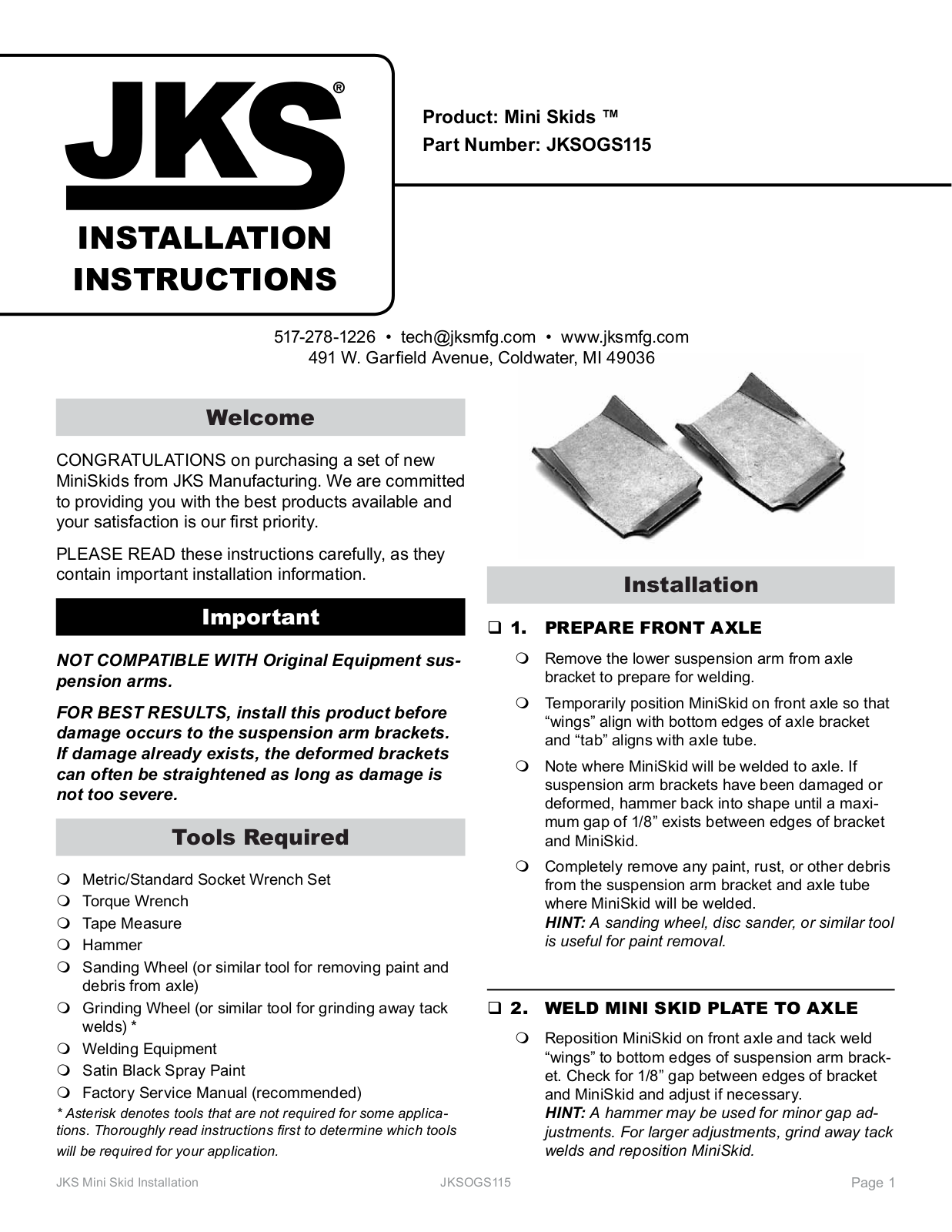 JKS OGS115 User Manual