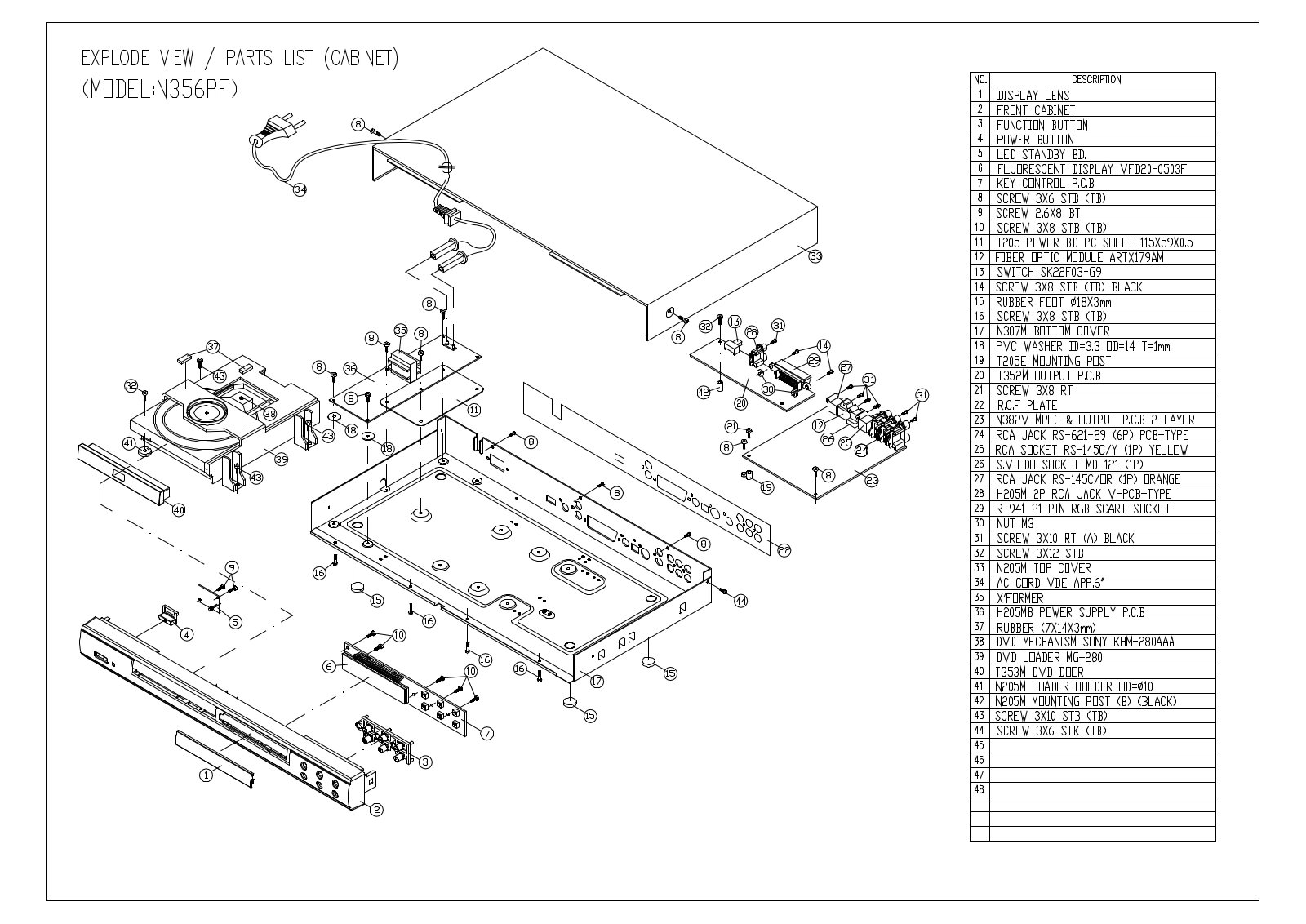 Vitek N356PF Exploded view