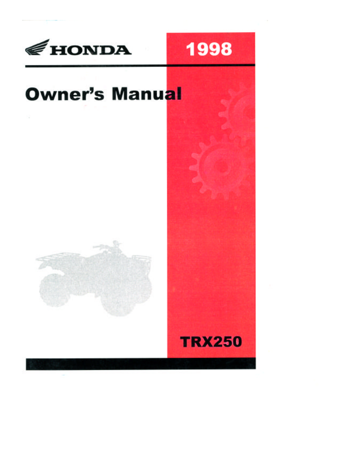 Honda FOURTRAX RECON 1998 Owner's Manual