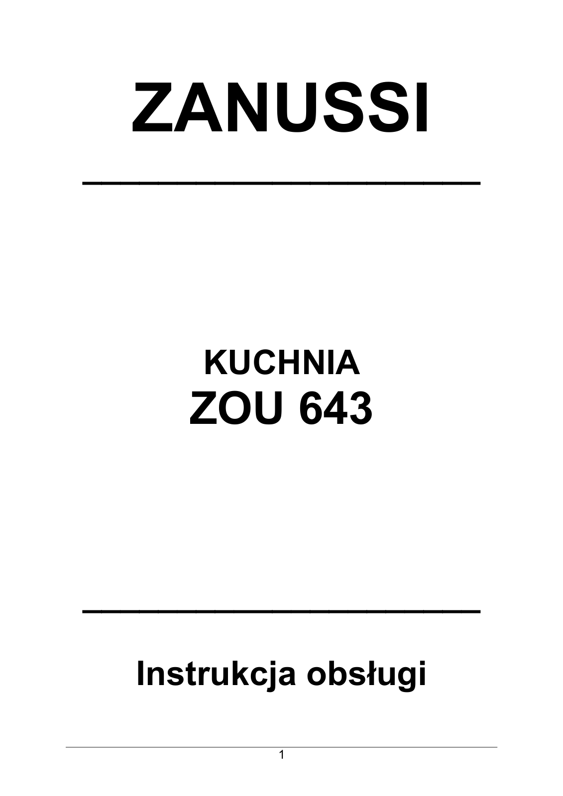 Zanussi ZOU643X User Manual