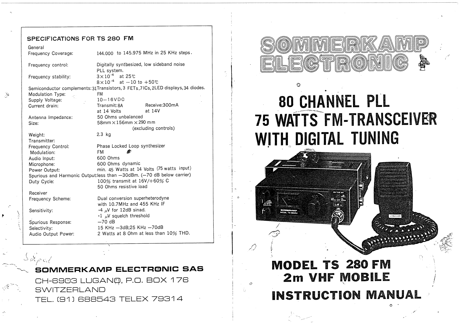 Sommerkamp TS280FM User Manual