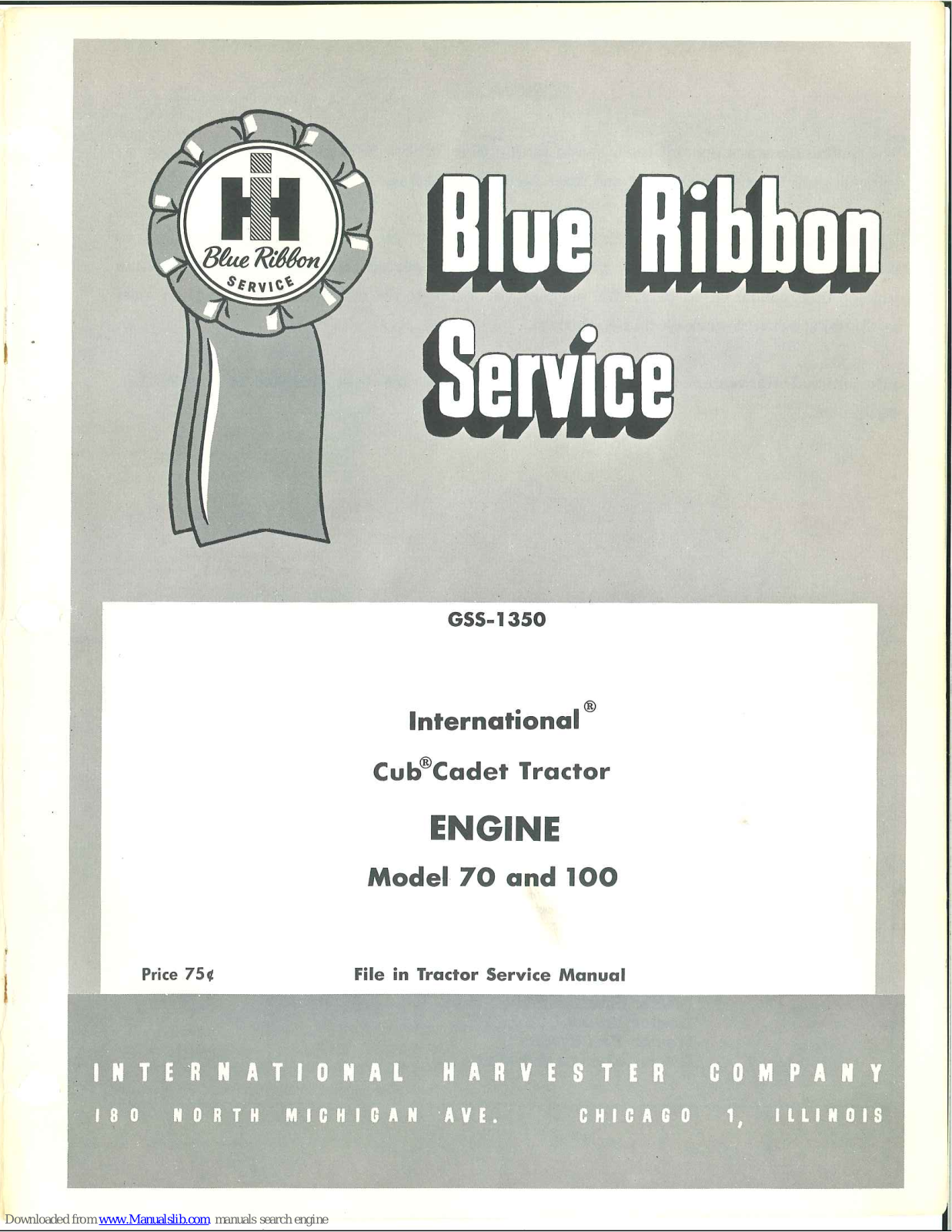 Cub Cadet 70, 100 Engine Shop Manual