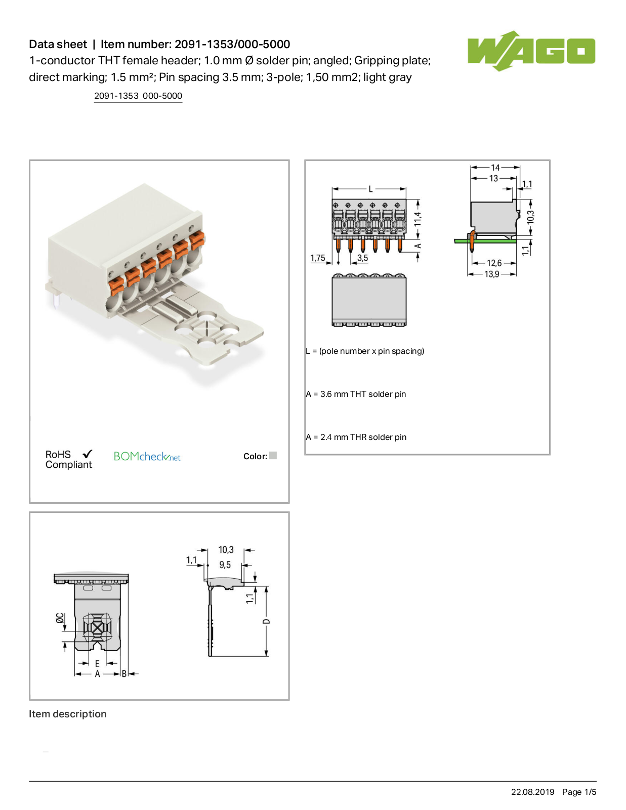 Wago 2091-1353/000-5000 Data Sheet