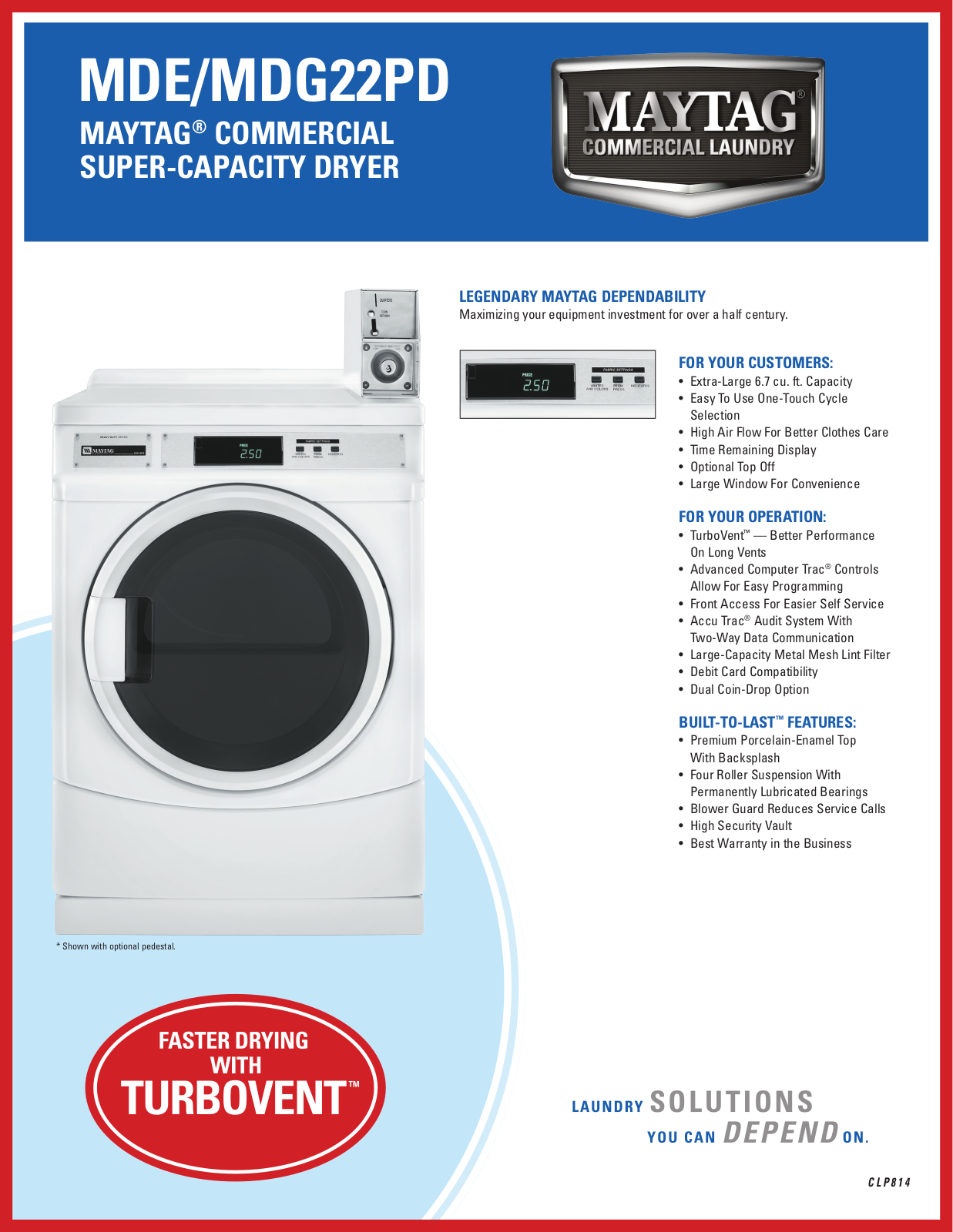 Maytag MDE22PD, MDG22PD Dimension Guide