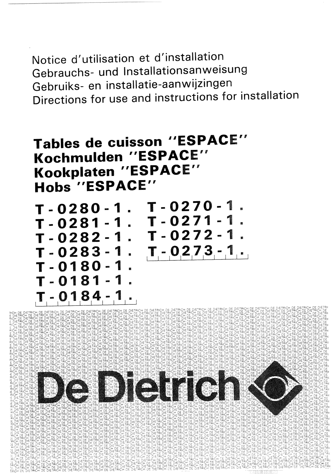 De dietrich TS0281F1, TF0280F1, TMO272F1B, TM0272U1, TM0281F1 User Manual