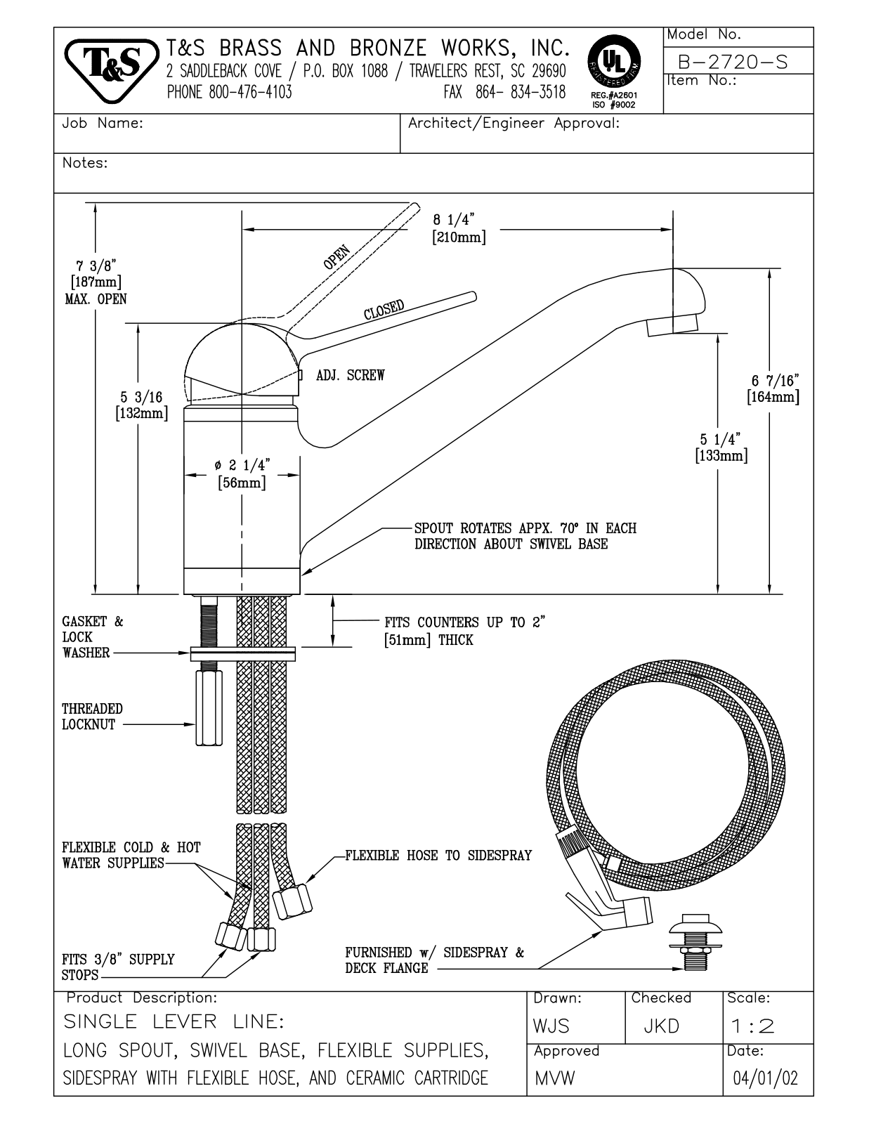 T&S Brass B-2720-S User Manual