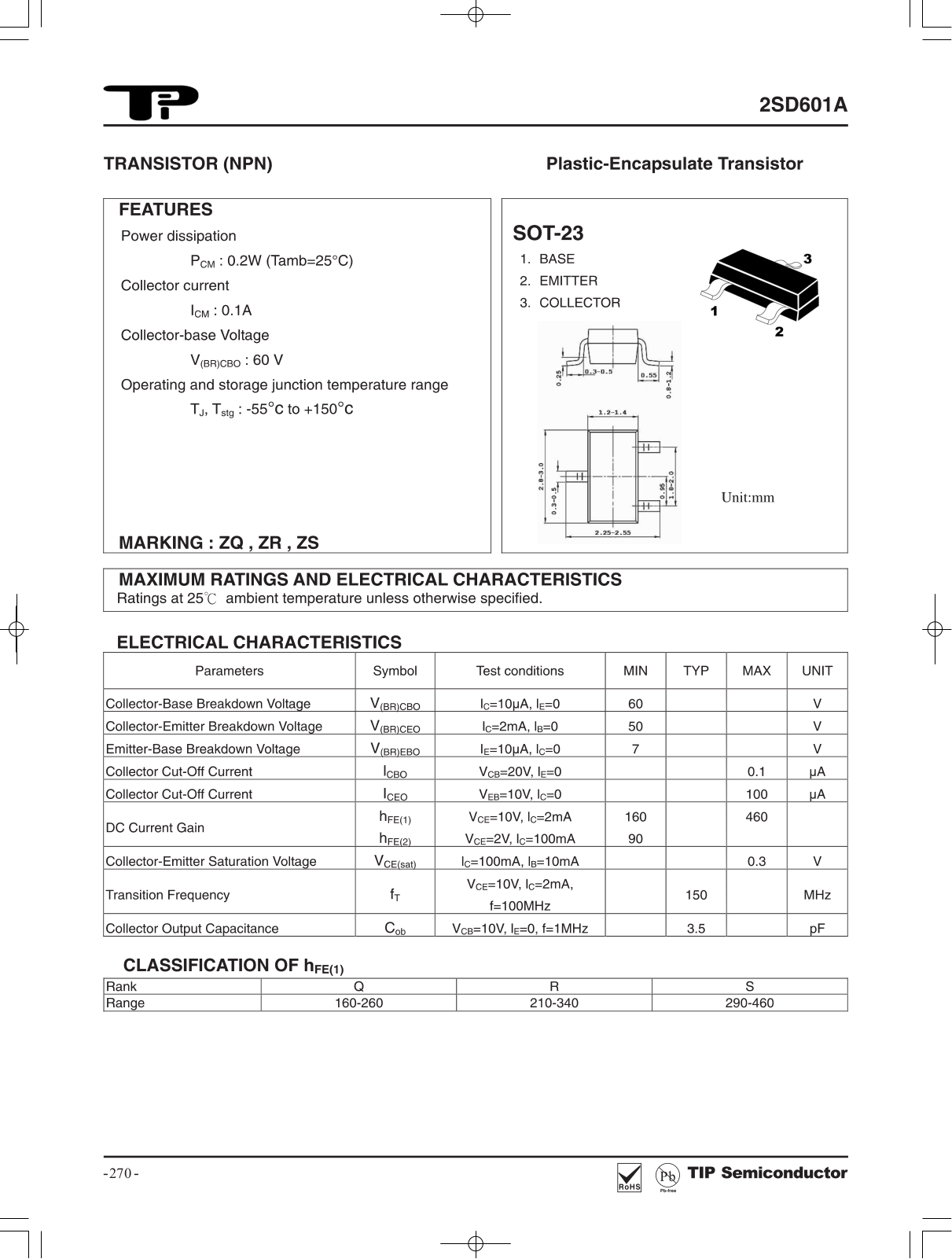 TIP 2SD601A Schematic