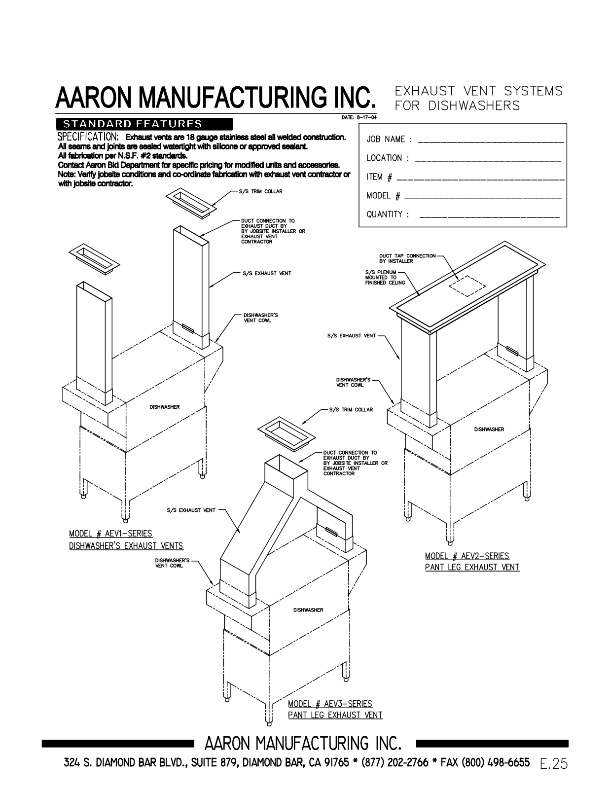 Aaron Manufacturing AEV1 User Manual