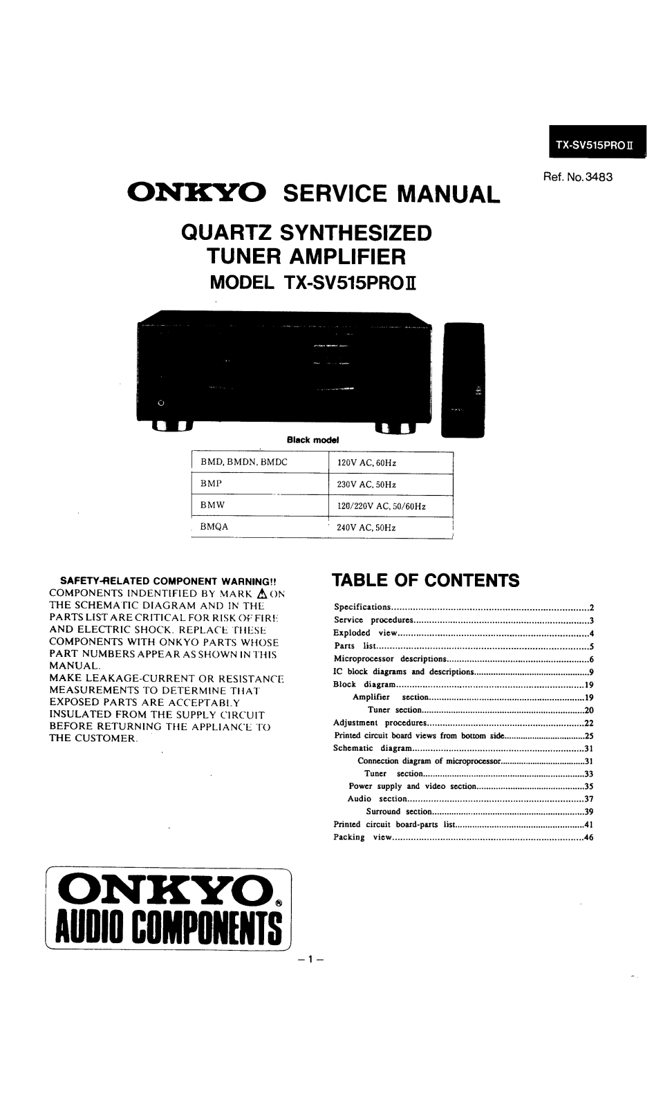 Onkyo TXSV-515 Pro Service manual