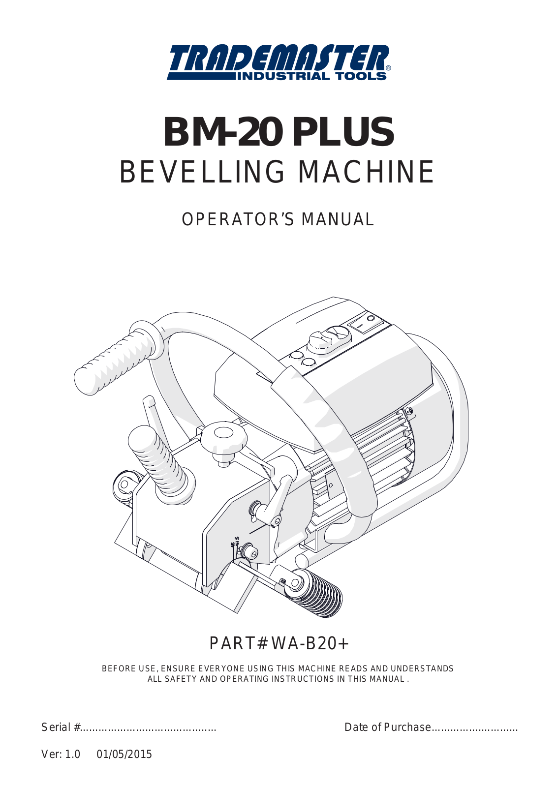 Trademaster BM-20 Plus Operator's Manual