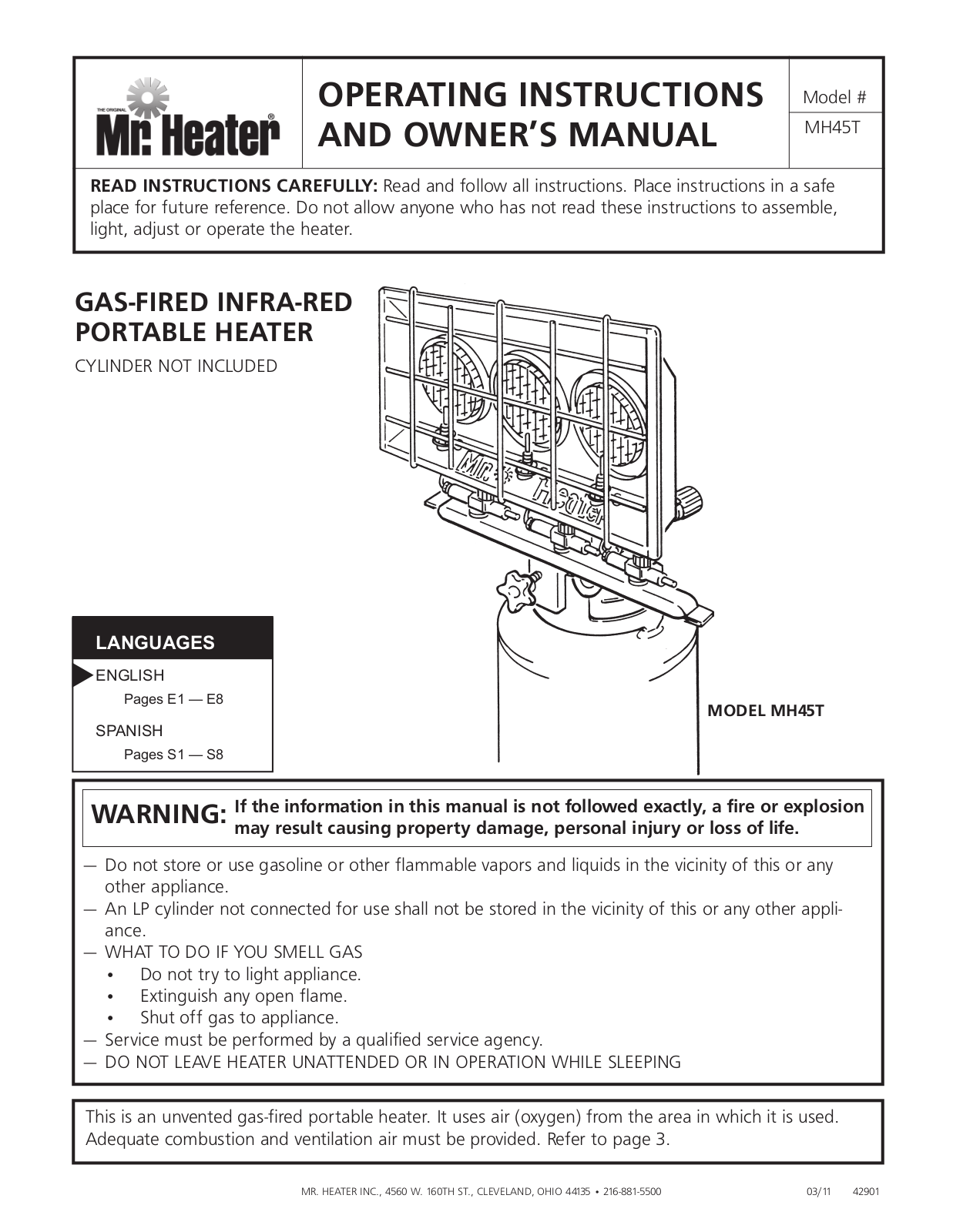 Mr. Heater MH45T User Manual