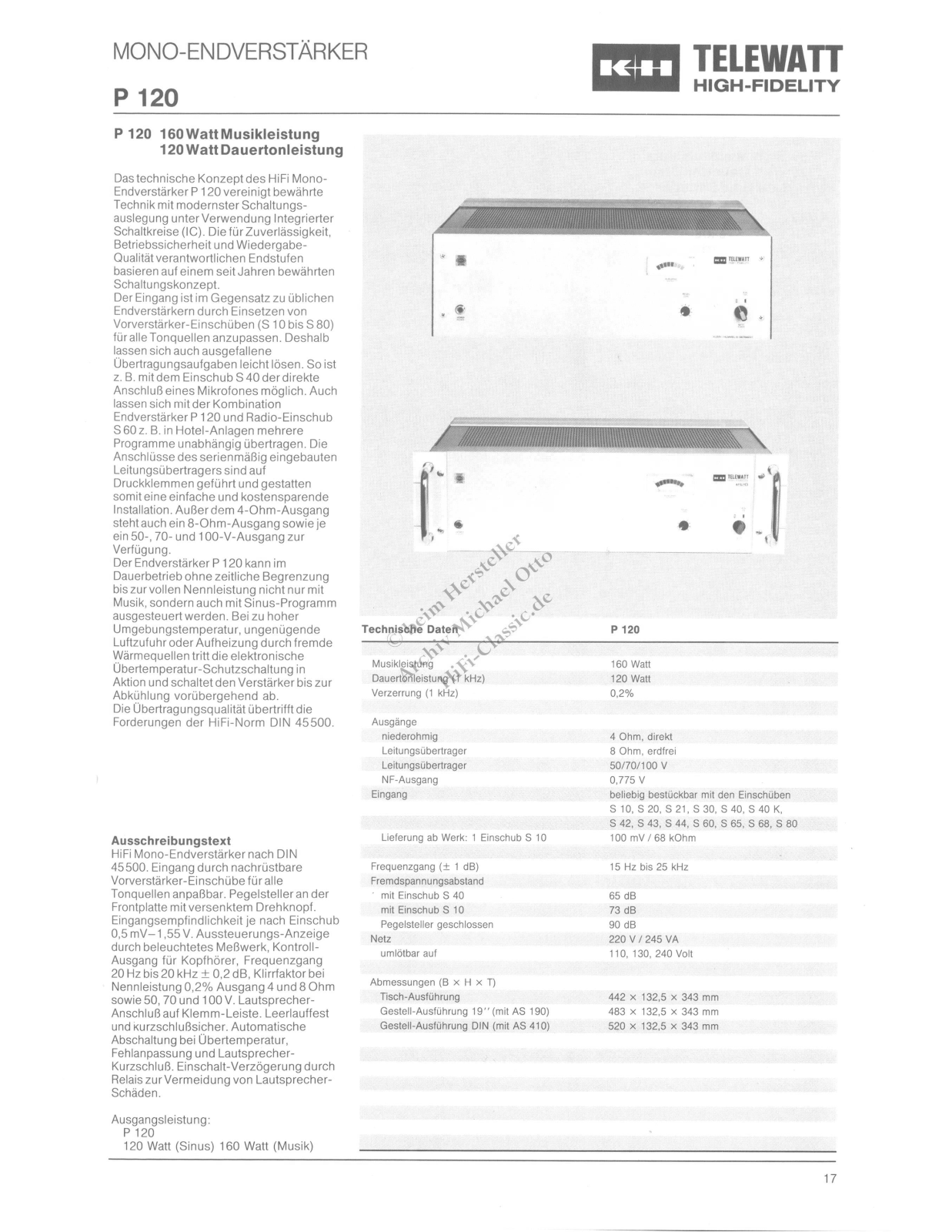 KLEIN + HUMMEL P 120 datasheet - ManualMachine.com