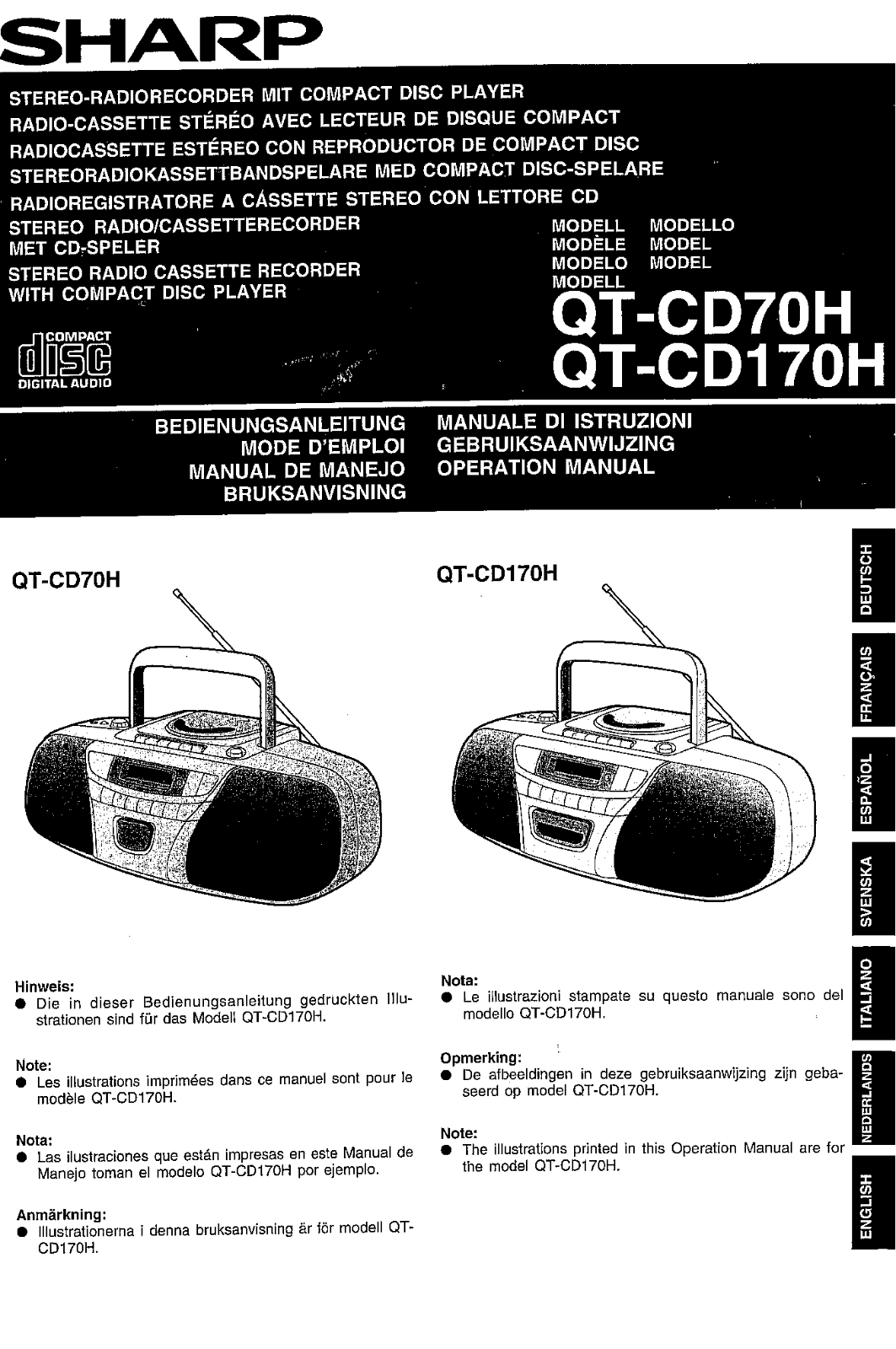 Sharp QT-CD170H, QT-CD70H User Manual