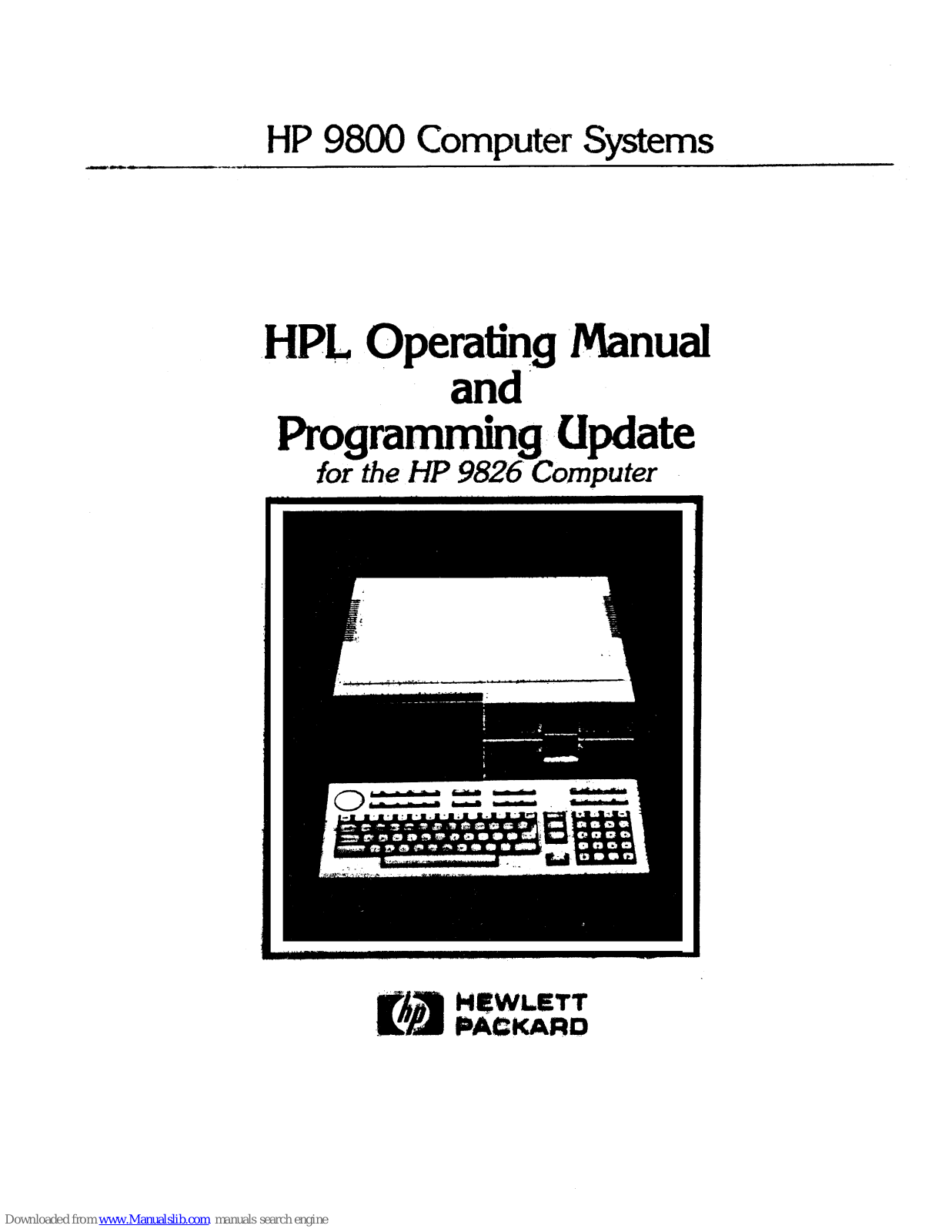 HP 9826 Operating Manual And Programming Update