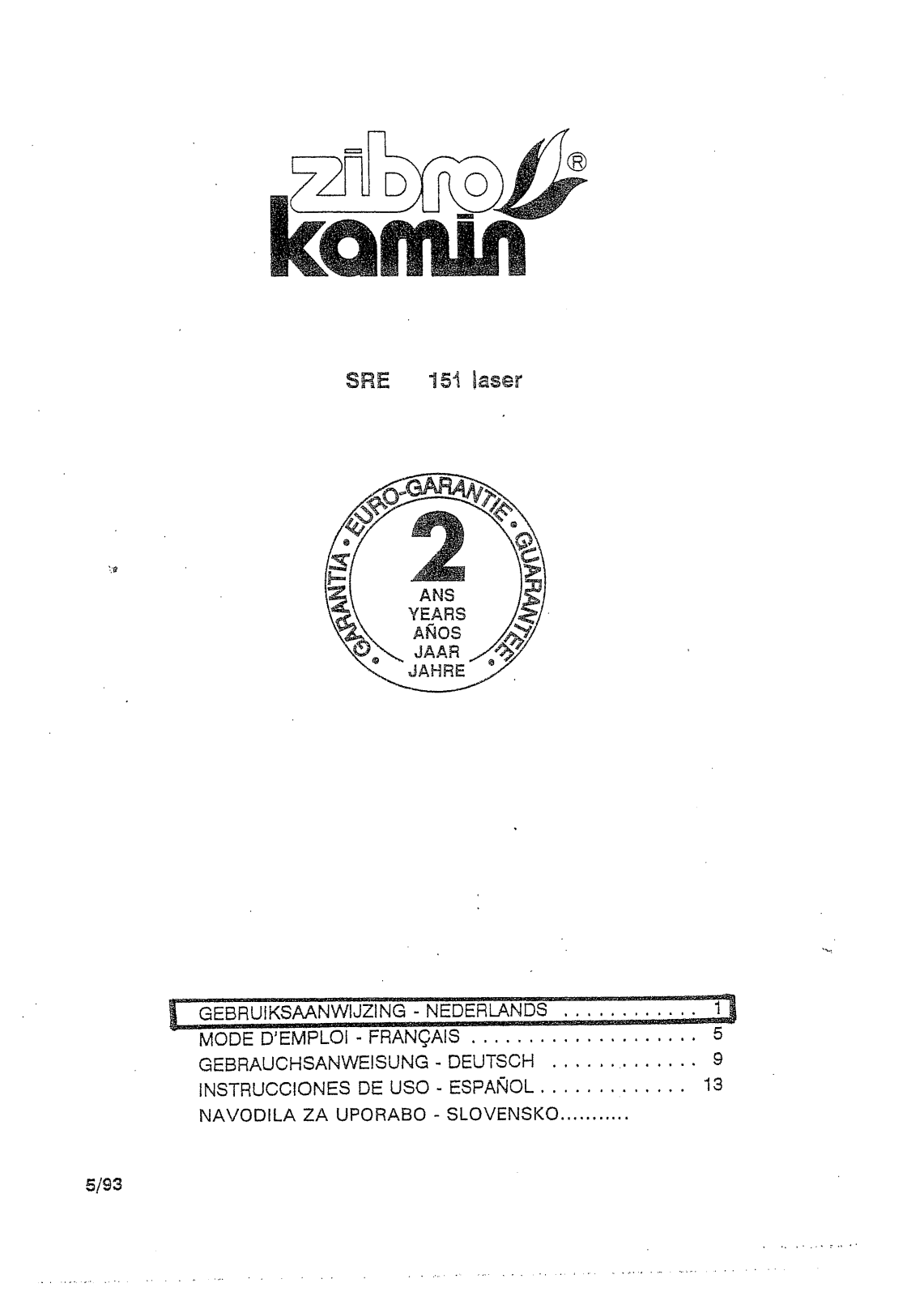 Zibro SRE151 User Manual