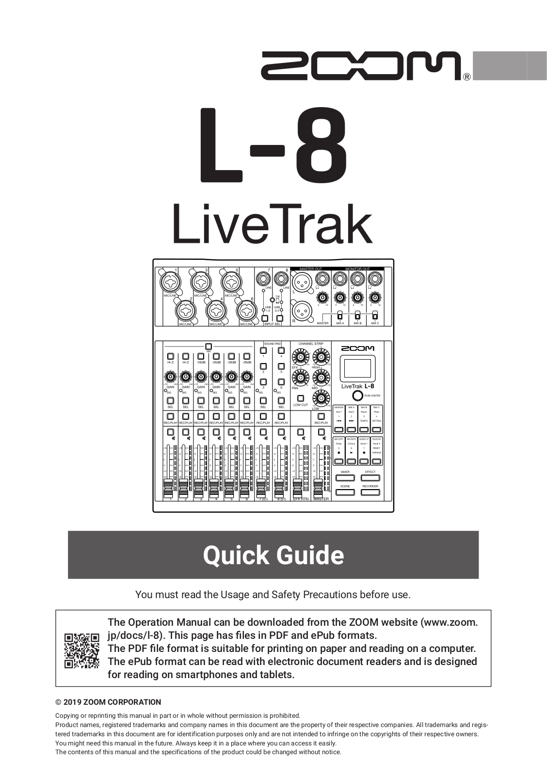 Zoom L-8 Quick Start Guide