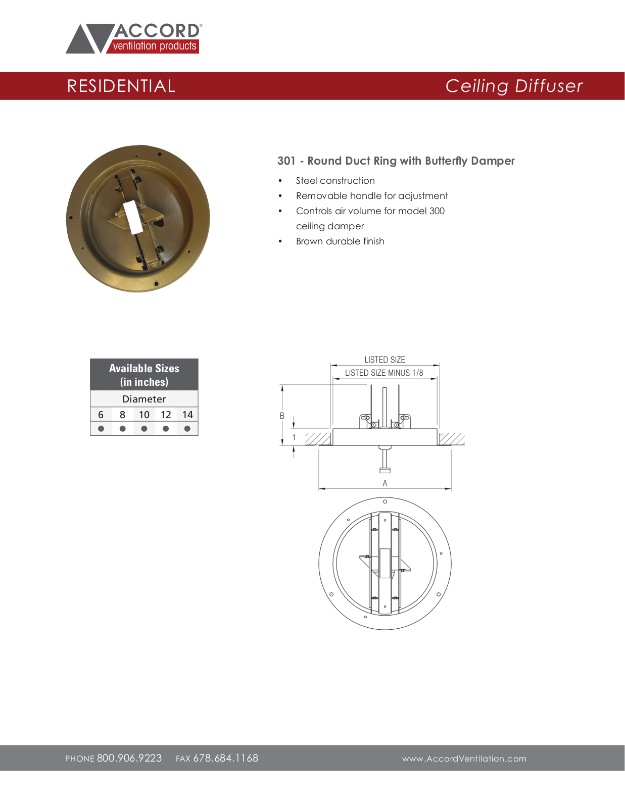 Accord Ventilation Products 301 User Manual