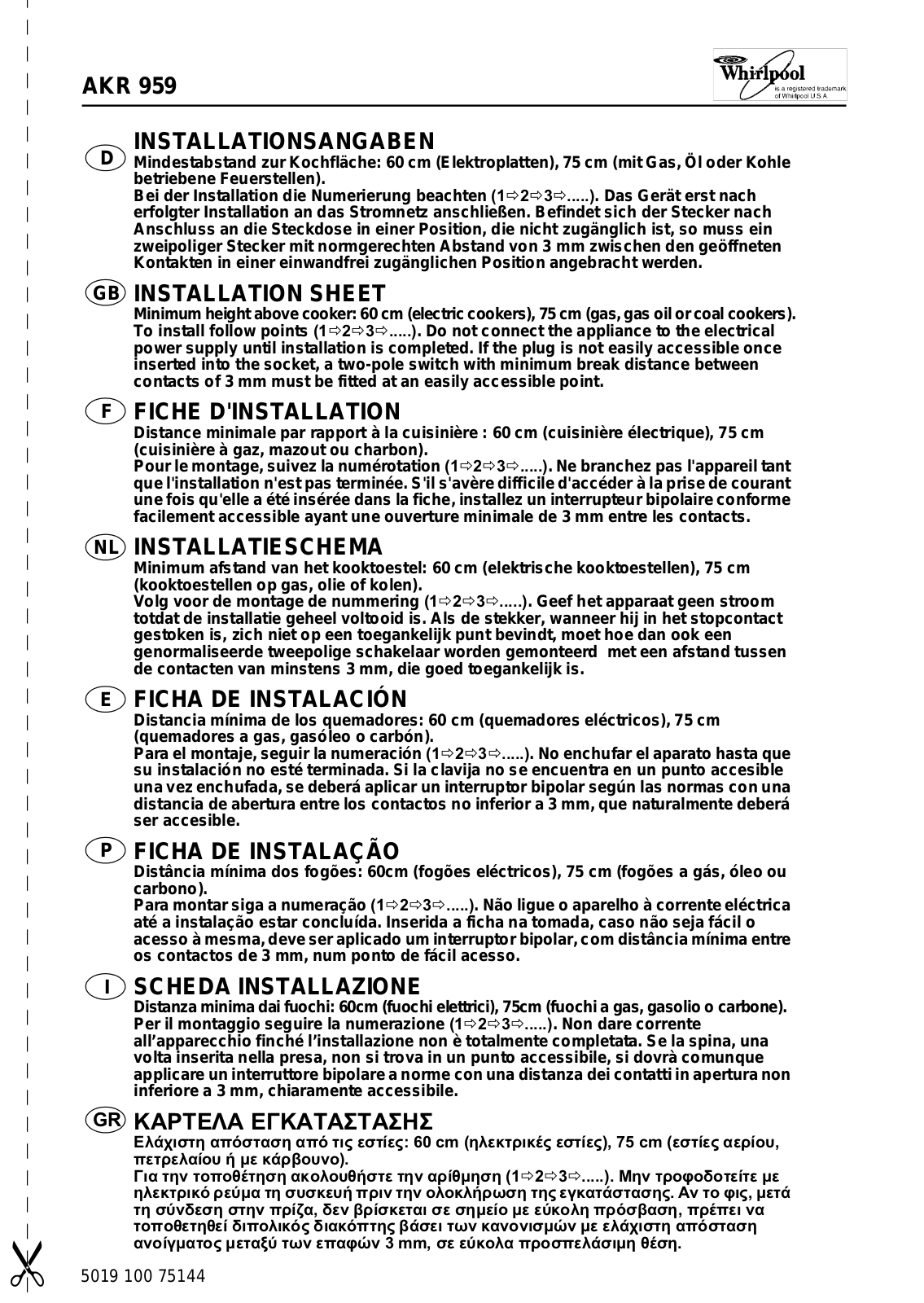 Whirlpool AKR 959 IX INSTRUCTION FOR USE