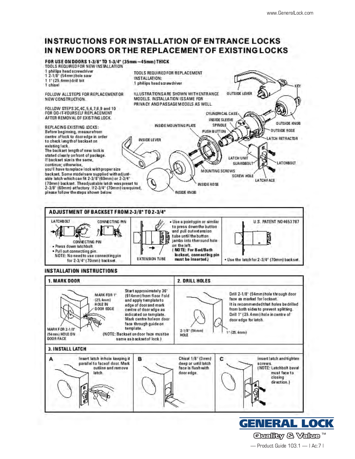 General Lock Grade 3 User Manual