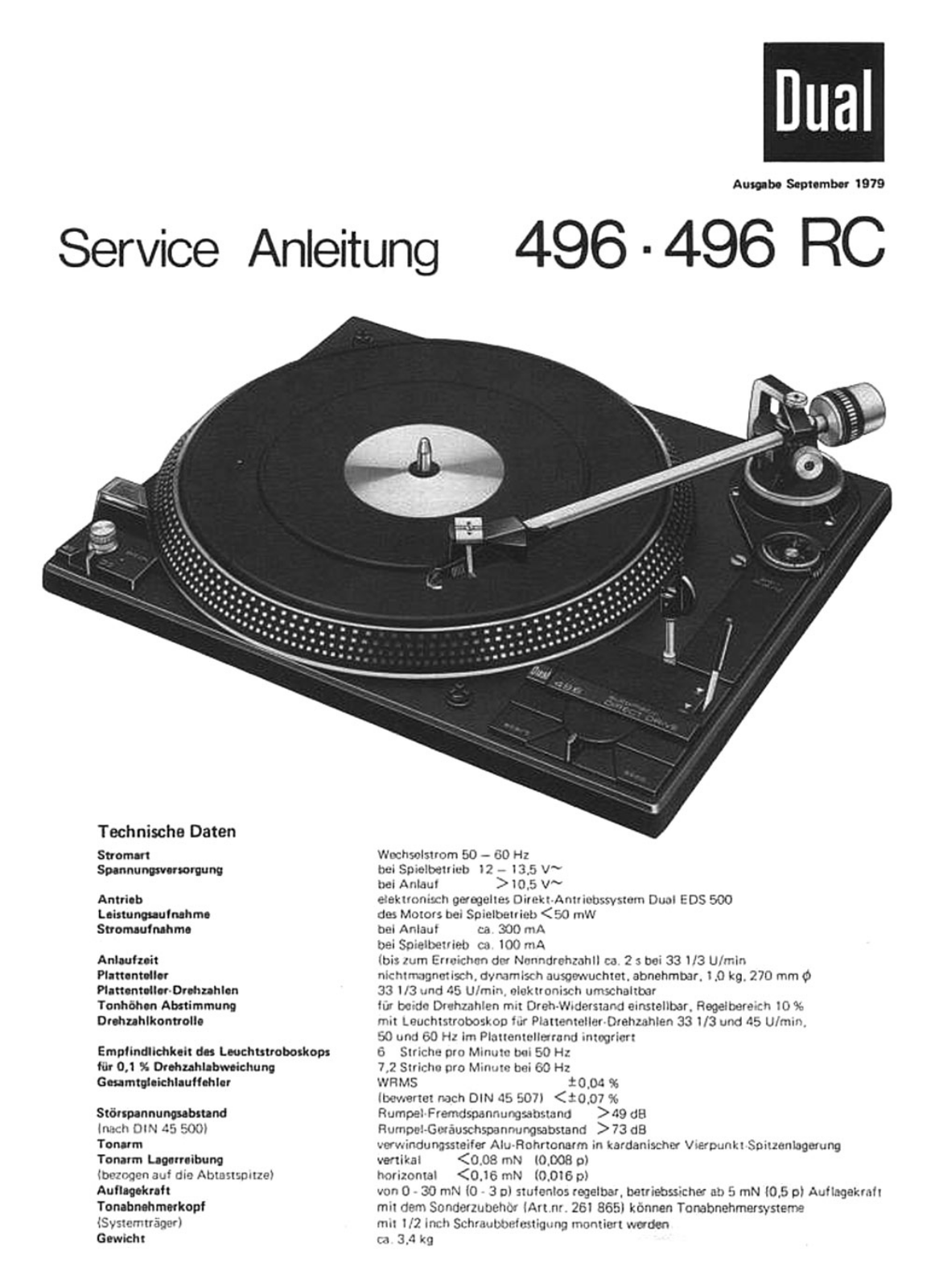 Dual 496 Service manual